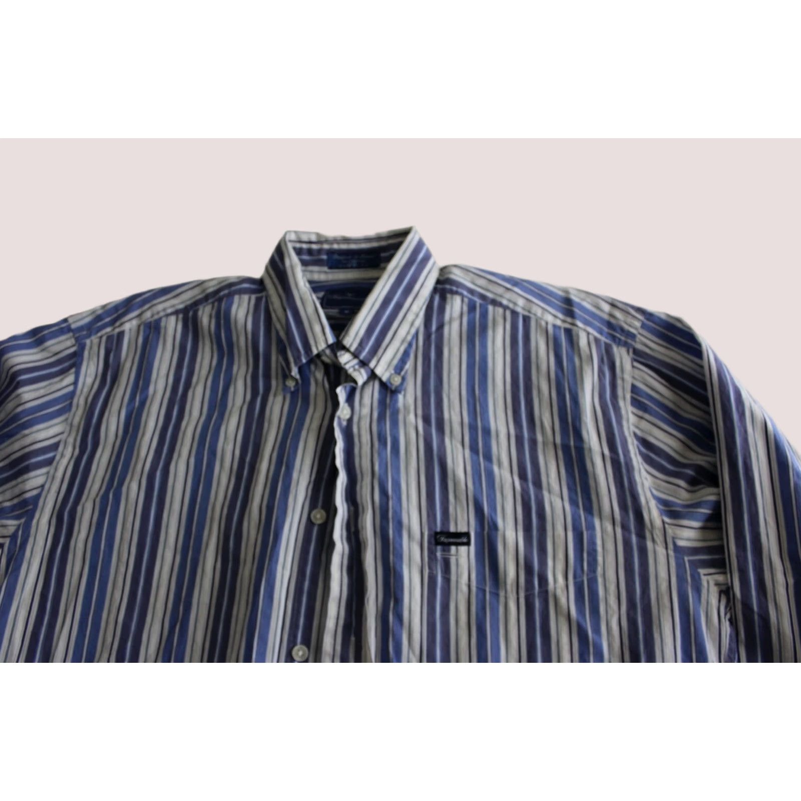 Faconnable VINTAGE Faconnable Blue Stripe LONG SLEEVE SHIRT Medium M 15.5 x 33/34 Size US M / EU 48-50 / 2 - 1 Thumbnail