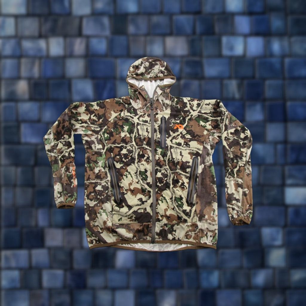 First Lite Men Hoodie Sawtooth Jacket Camouflage Full Zip Merino Wool Camo Hooded Pockets Hunting Outdoor M