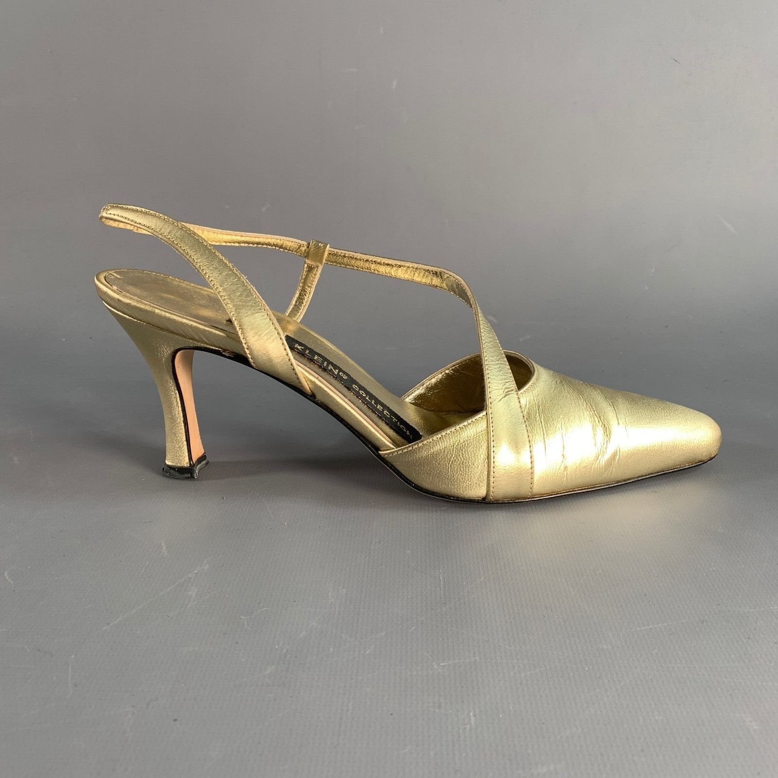 Anne Klein ANNE KLEIN Size 6.5 Gold Leather Ankle Strap Pumps Size US 6.5 / IT 36.5 - 2 Thumbnail