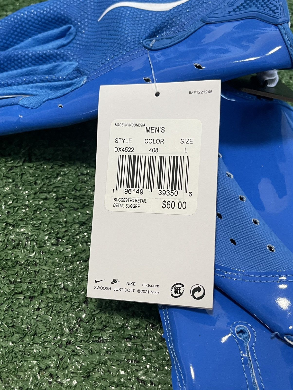 Nike Nike Vapor Jet 7.0 Receiver Football Gloves Blue NFL DX4522 Size ONE SIZE - 4 Thumbnail
