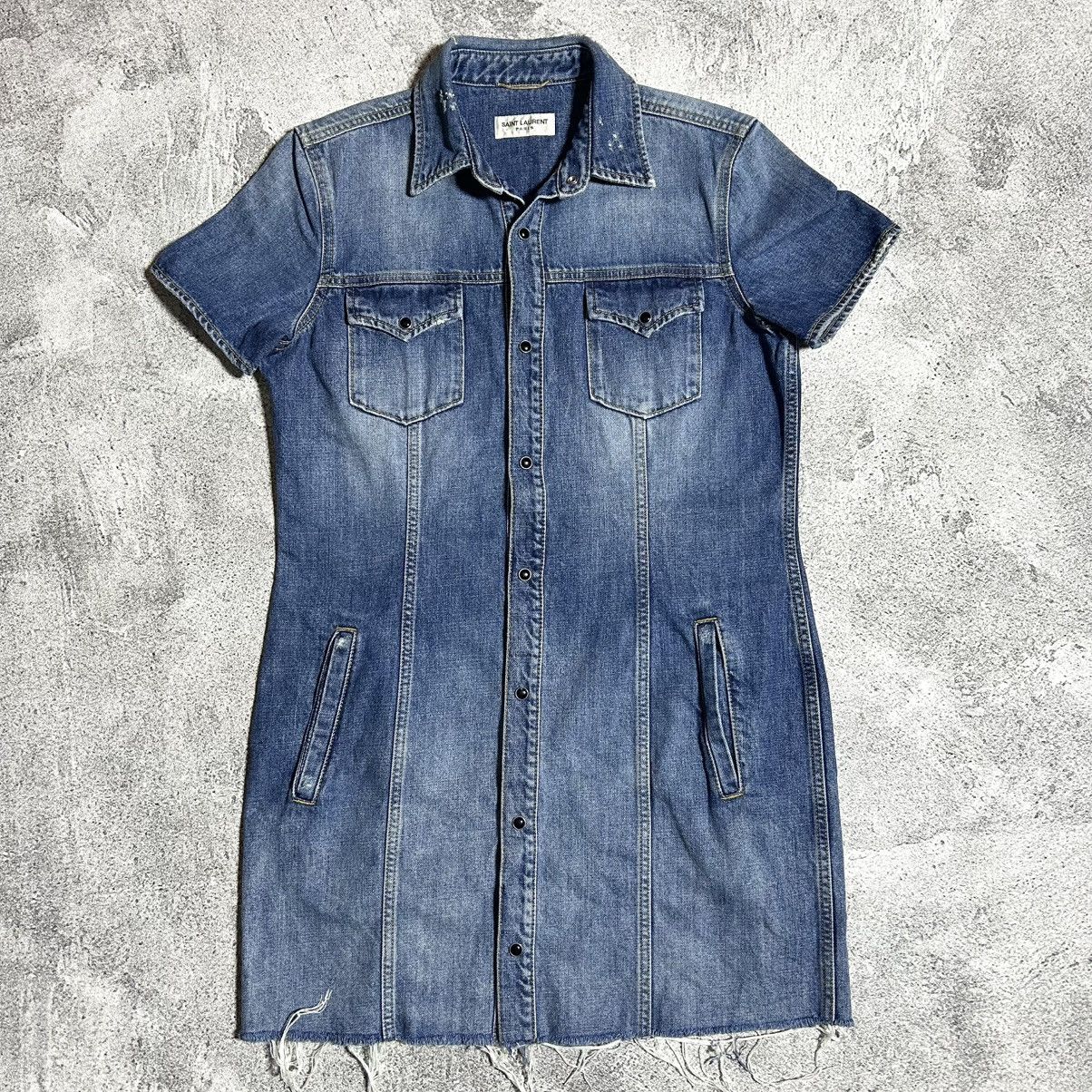 Saint Laurent Paris SAINT LAURENT PARIS Vintage Dresses Blue Denim Size L / US 10 / IT 46 - 2 Thumbnail