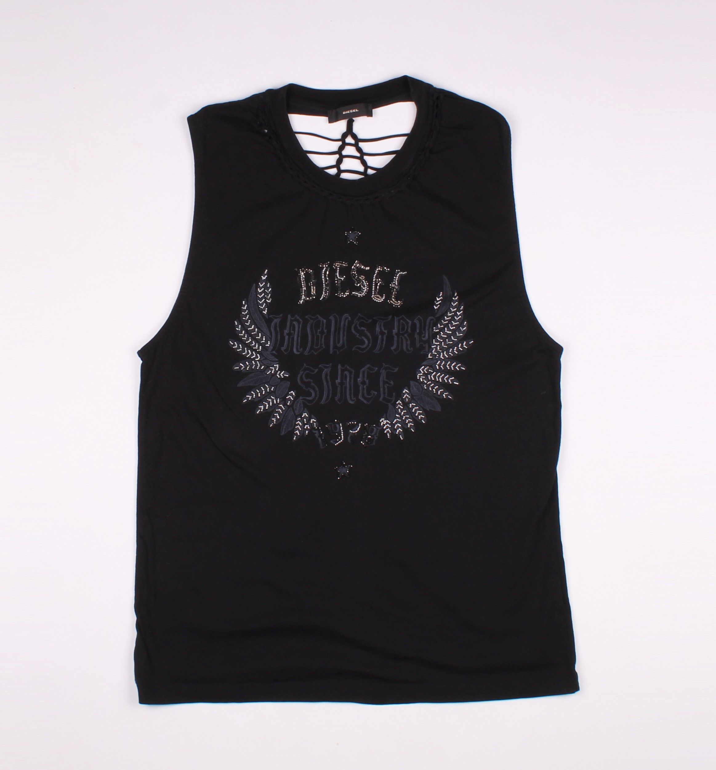 Diesel × Vintage Diesel Y2K Grunge Beaded Open Back Oversized Top Size XS / US 0-2 / IT 36-38 - 3 Thumbnail