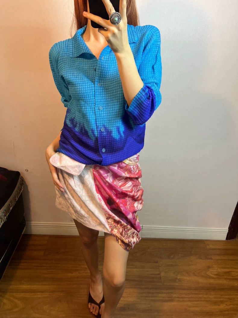Issey Miyake Issey Miyake size:2 Gradient blue cardigan Size M / US 6-8 / IT 42-44 - 8 Thumbnail