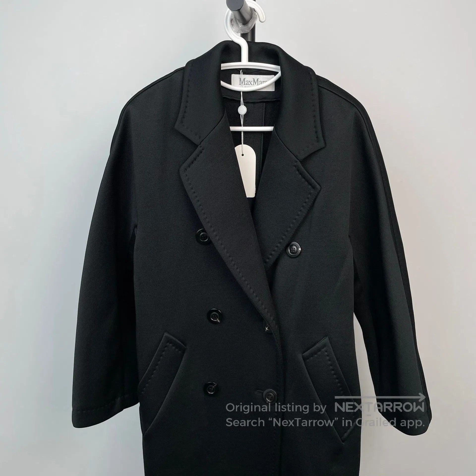 Max Mara Max Mara Black double-breasted long trench coat with lapel Size 4XL / US 24-26 - 3 Thumbnail