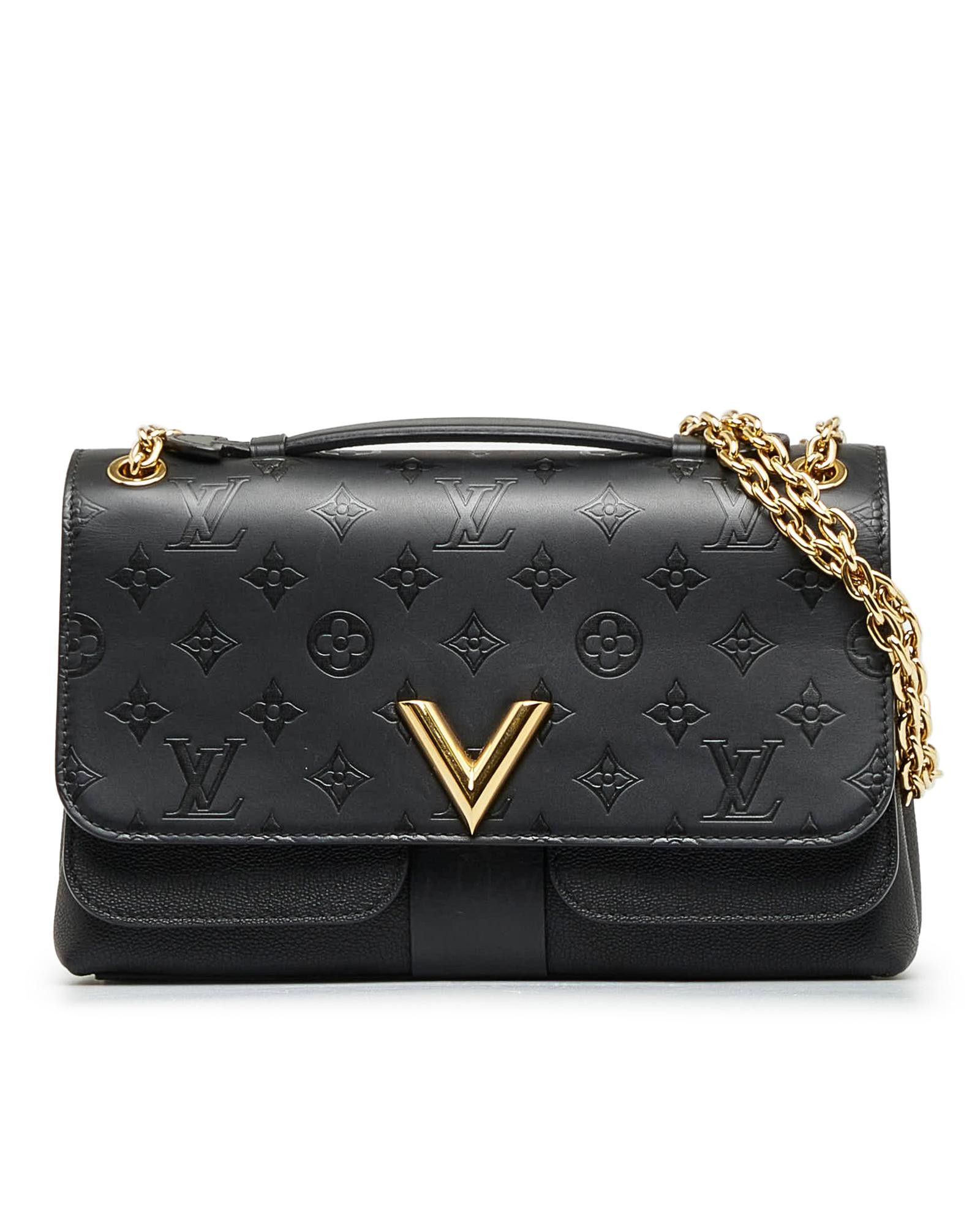 Black Louis Vuitton Monogram Cuir Plume Ecume Very Chain Bag Satchel