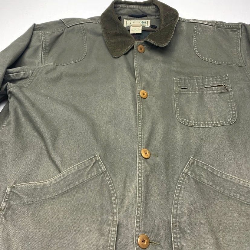 Vintage VINTAGE L.L.Bean Original Field Chore Coat Olive 187061 Removable Wool Plaid Lining 7950 XL Green Canvas Wool Regular Button Size US XL / EU 56 / 4 - 5 Thumbnail