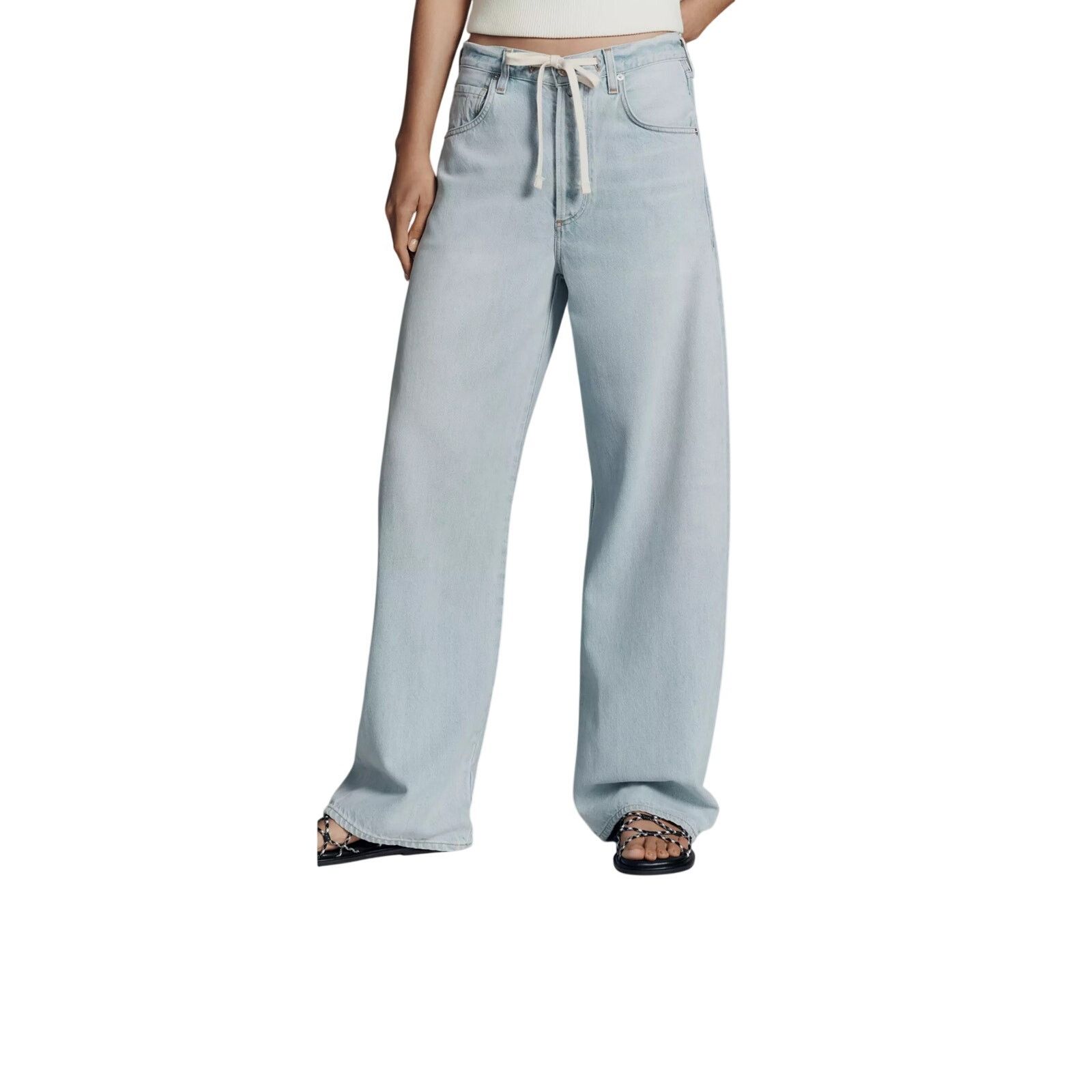 Citizens Of Humanity Brynn Drawstring High-Rise Wide Leg Denim Jeans 32 NWT Size 32" / US 10 / IT 46 - 8 Thumbnail