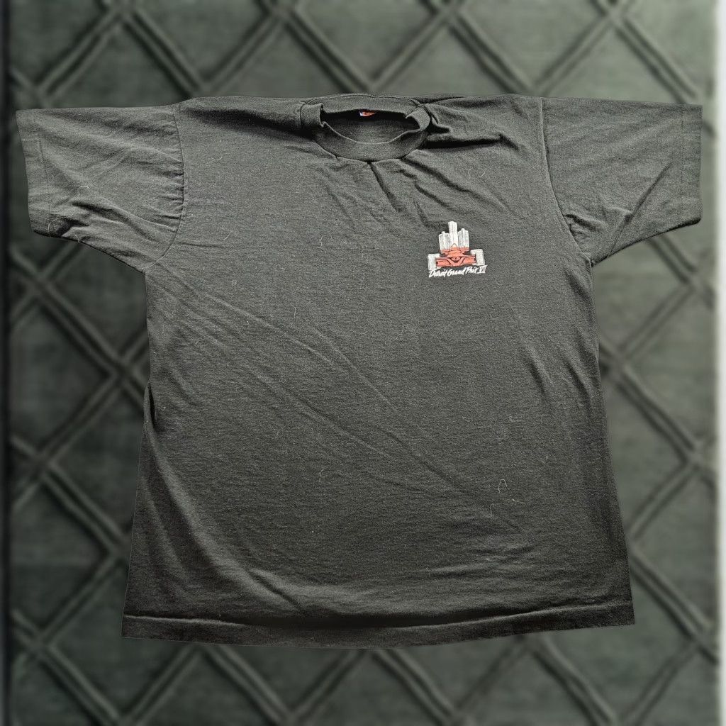Fruit Of The Loom VINTAGE Detroit Grand Prix 1988 Shirt Mens XL Black Racing Cars Event Graphic Print Crew Neck Short Sleeve Cotton Made in USA 80s Size US XL / EU 56 / 4 - 1 Thumbnail