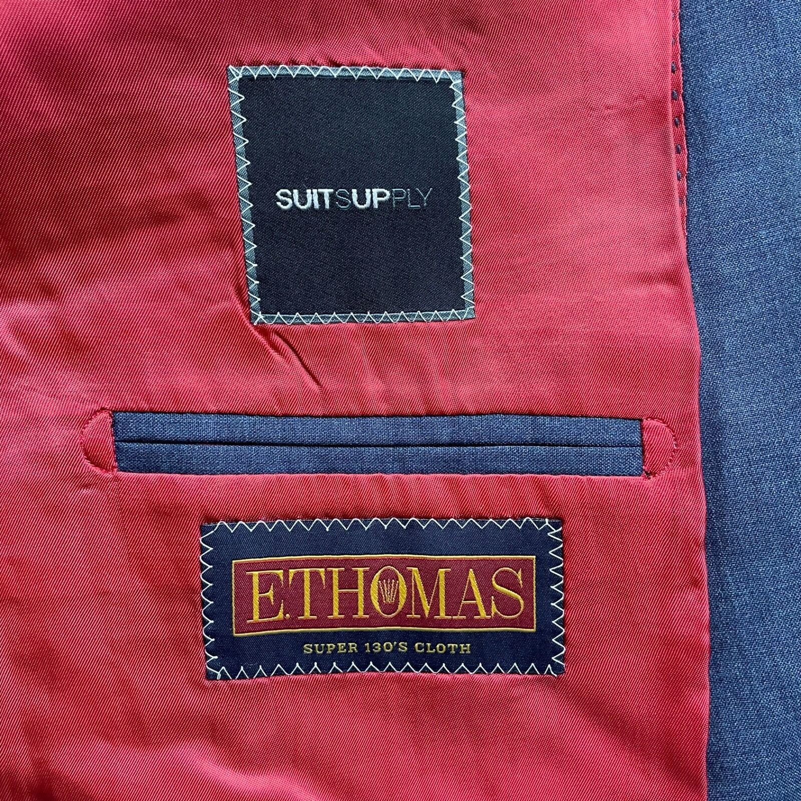 Suitsupply SuitSupply x E.Thomas Men’s 100% Wool 2-Button Blazer Navy B Size 40R - 5 Thumbnail