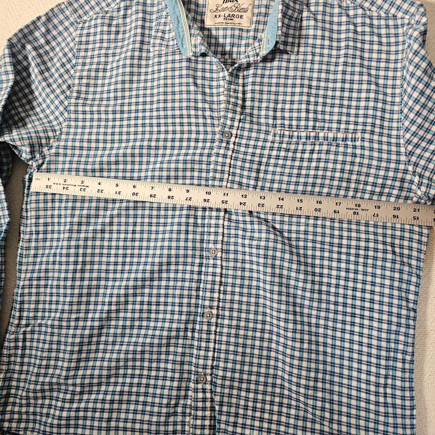 Vintage Max Button Down Shirt Plaid Men 2XL Slim Long Sleeve Cotton Linen Size US XXL / EU 58 / 5 - 5 Thumbnail