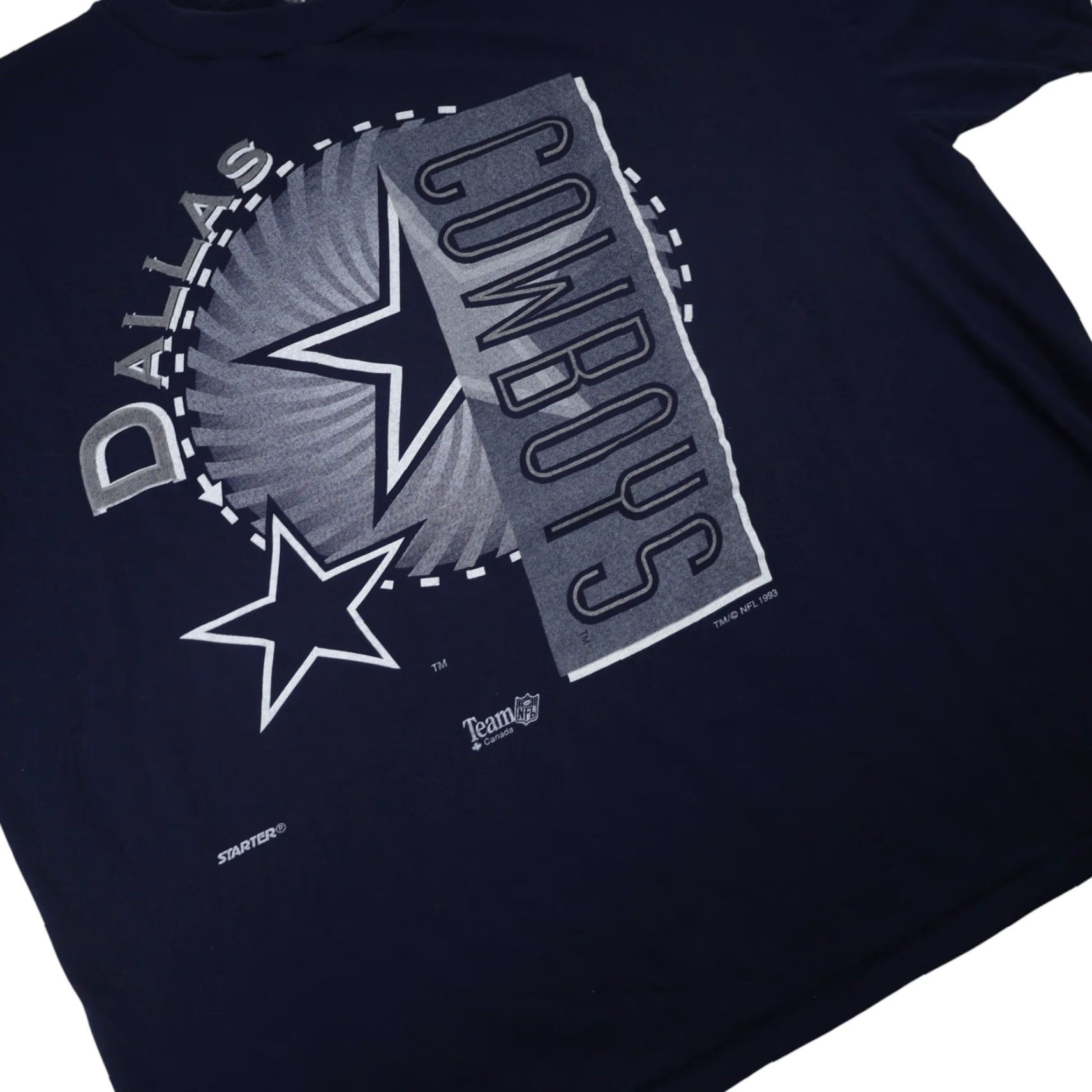 Starter VINTAGE Starter Dallas Cowboys Mens Large Big Spellout Graphic T Shirt Blue Size US M / EU 48-50 / 2 - 3 Thumbnail