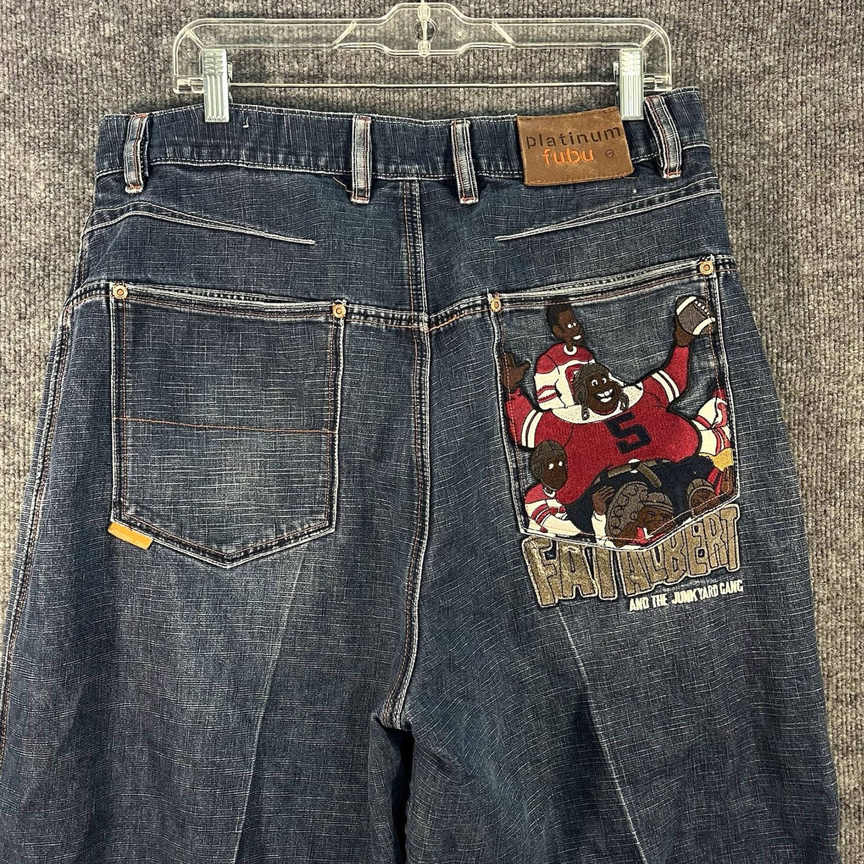 Fubu FUBU Platinum Jeans Mens 34x29 Actual Blue Fat Albert Embroidered Vtg Baggy Wide Size US 34 / EU 50 - 2 Thumbnail