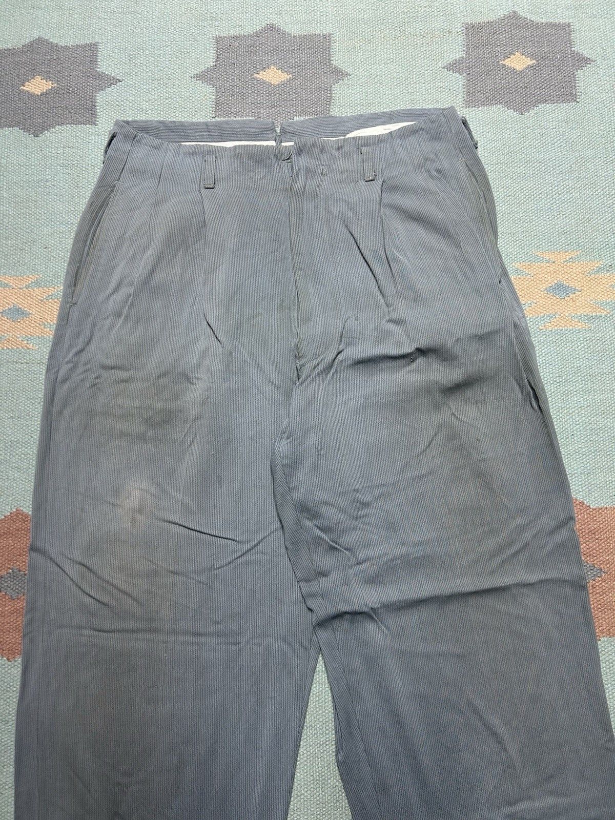 Vintage Vintage 40s rayon drop loop pants pleated slacks pique 31x29 Size US 31 - 6 Thumbnail
