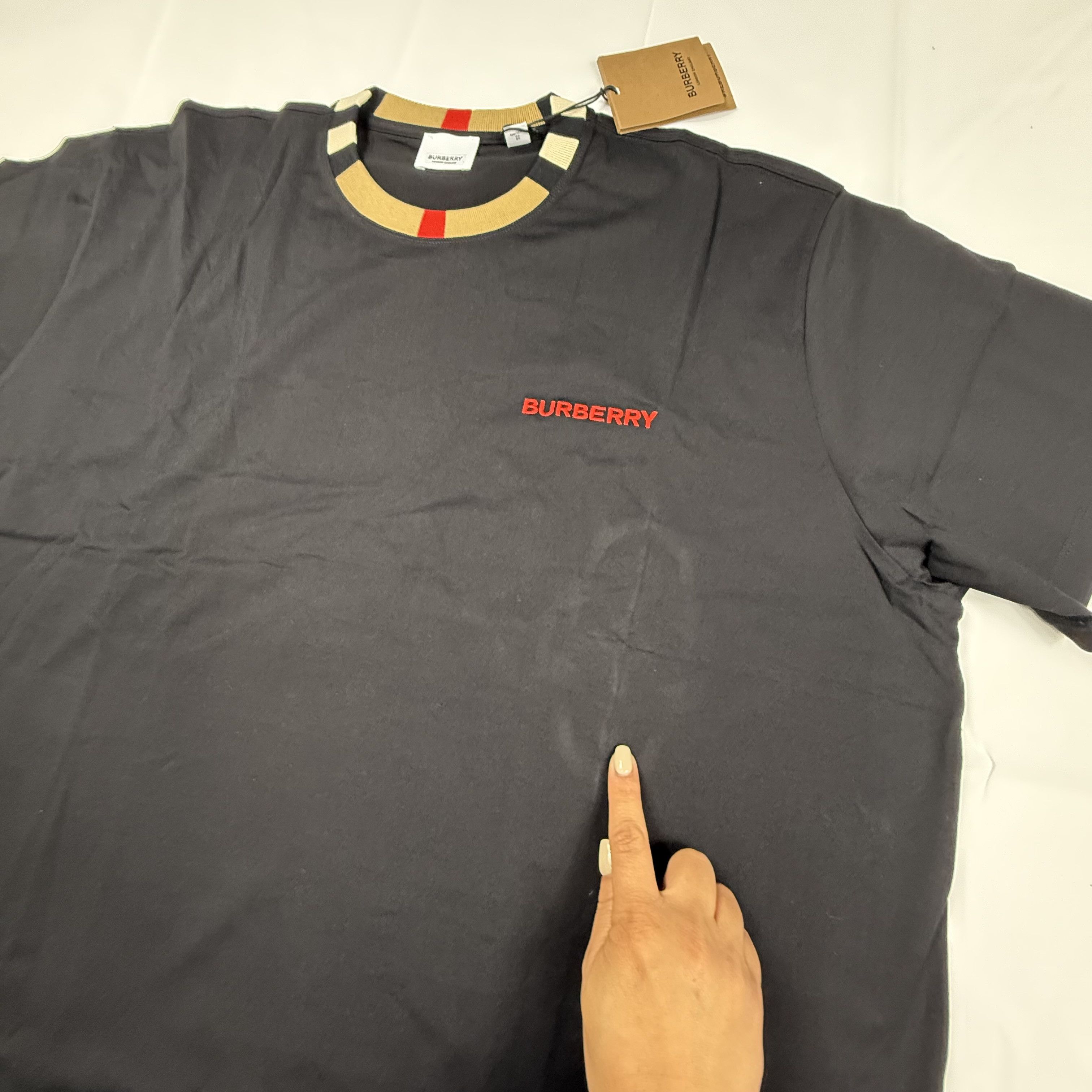 Burberry Burberry Jayson Cotton Logo T-Shirt Striped Ribbed Collar XL Size US XL / EU 56 / 4 - 2 Thumbnail
