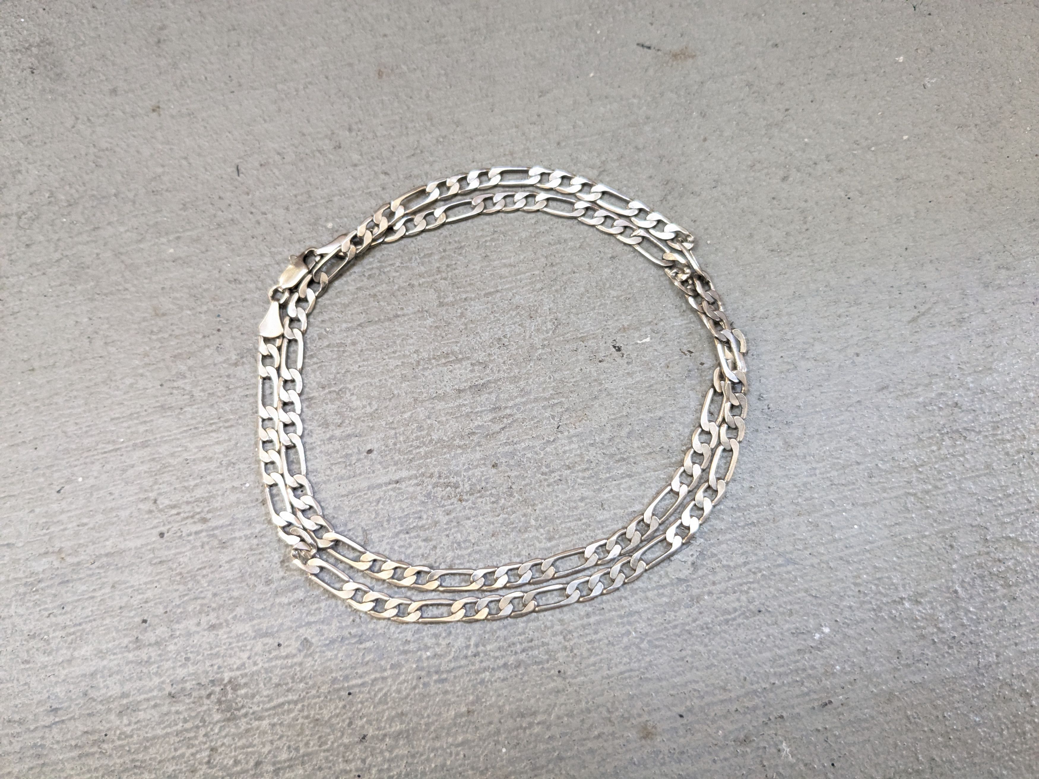 Jewelry Sterling Silver Bracelet 20" Figaro Italy Biker Punk Size ONE SIZE - 1 Thumbnail
