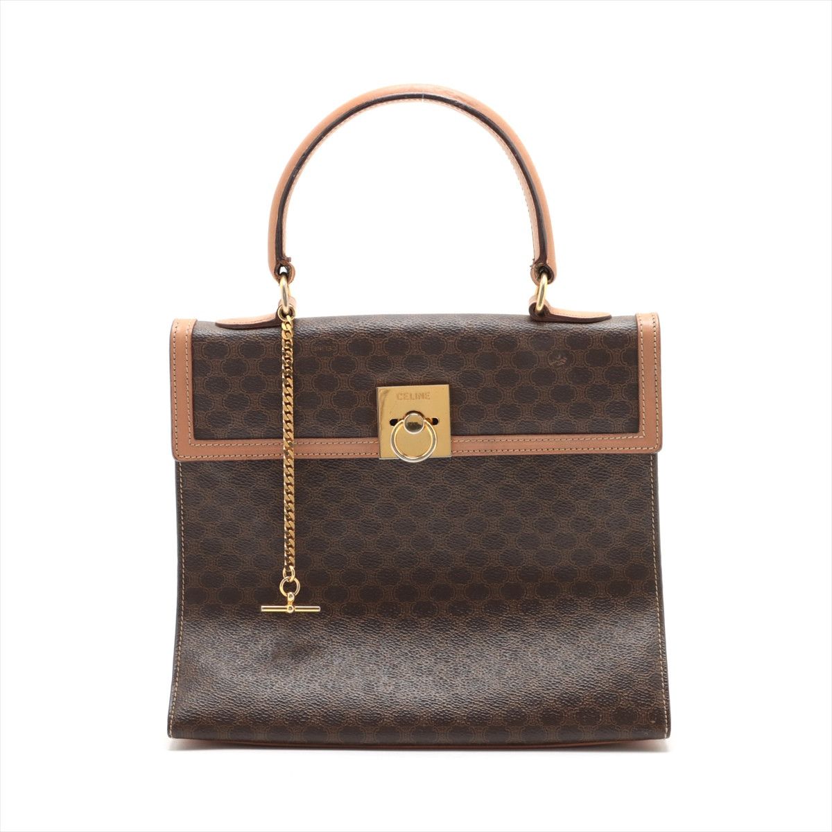 image of Celine Kelly Box Bag Macadamia Handbag in Brown, Women's