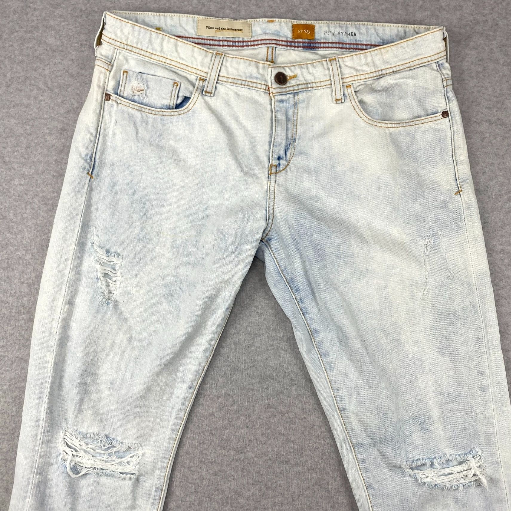Vintage VINTAGE Pilcro and the Letterpress Hyphen Jeans Womens 29 Blue Acid Wash Distress Denim Size 29" - 2 Thumbnail