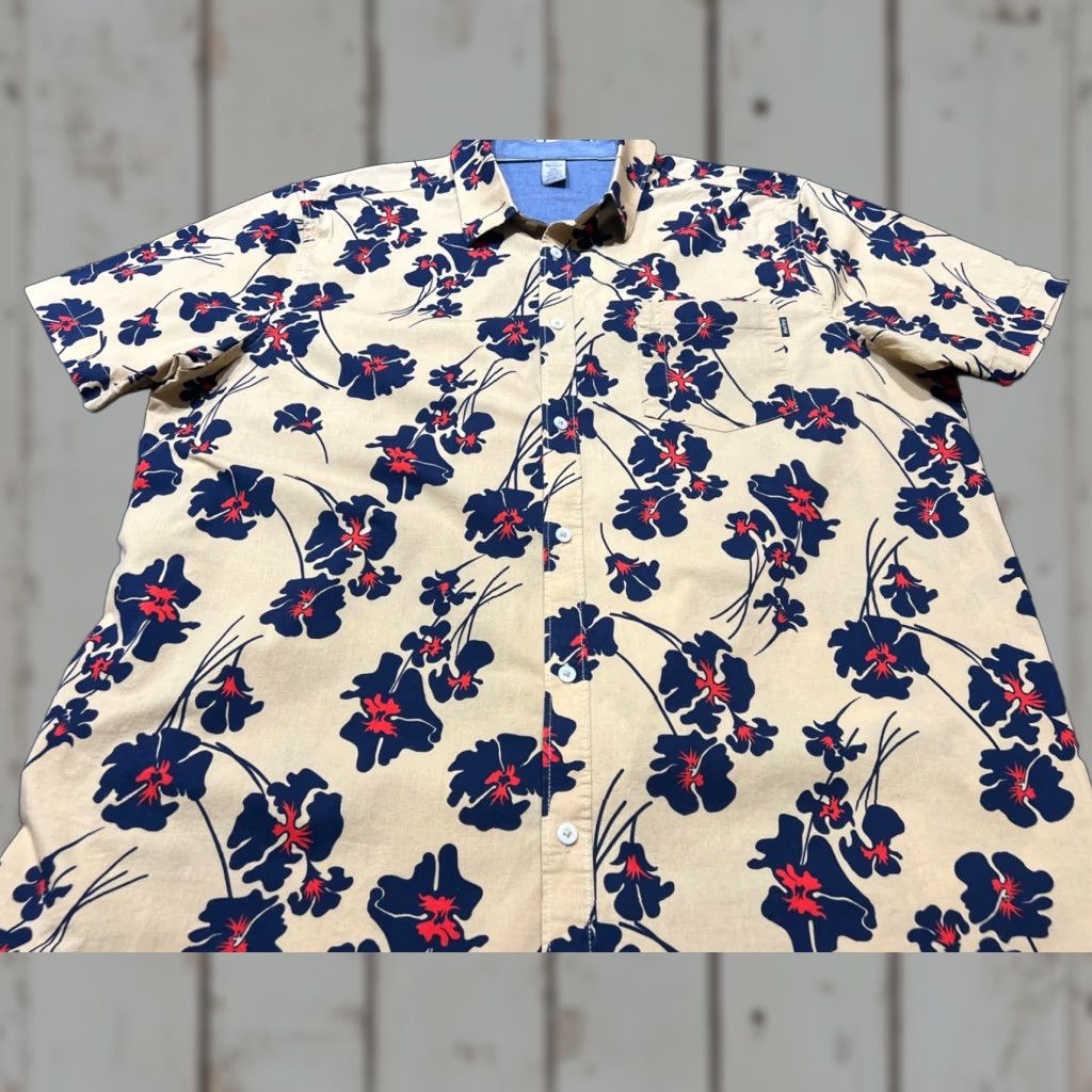 Hurley Hurley Shirt Button Front Hawaiian Stretch Floral 2XL Beige Men Short Sleeve Button-Up Shirt Tan Print Regular Collar Spread Size US XXL / EU 58 / 5 - 1 Thumbnail
