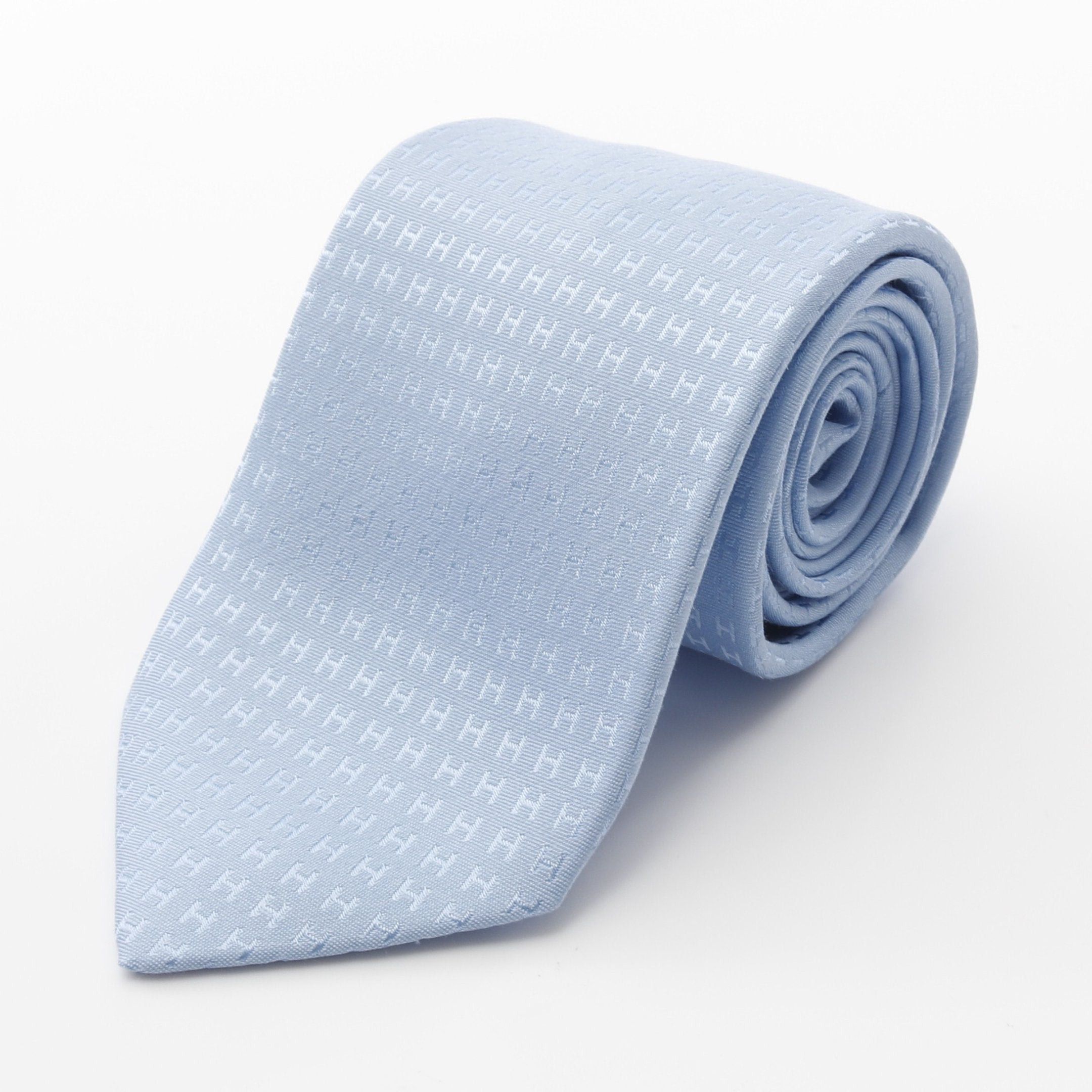Hermes Hermes H Pattern Tie Silk Light Blue Size ONE SIZE - 1 Thumbnail