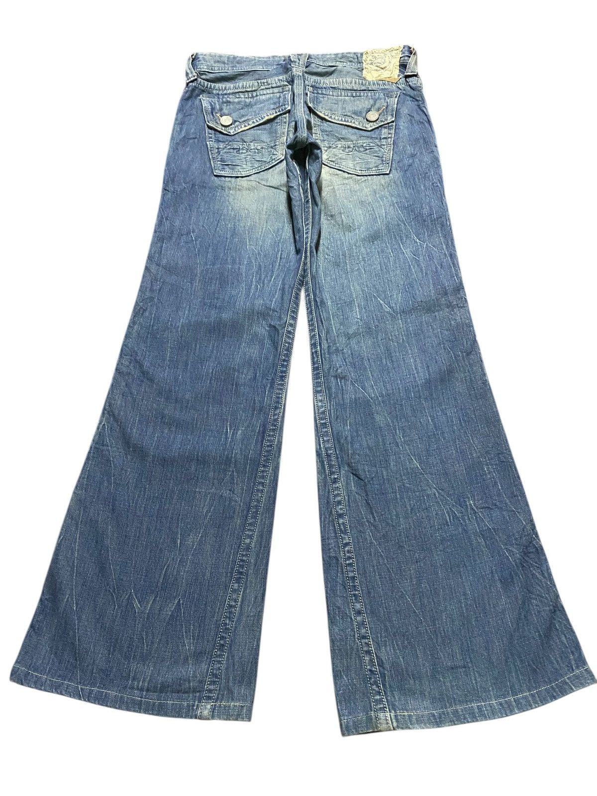 Japanese Brand Brappers Lady Vintage Union Made Faded Wash Flare Jeans Size 28" / US 6 / IT 42 - 2 Thumbnail