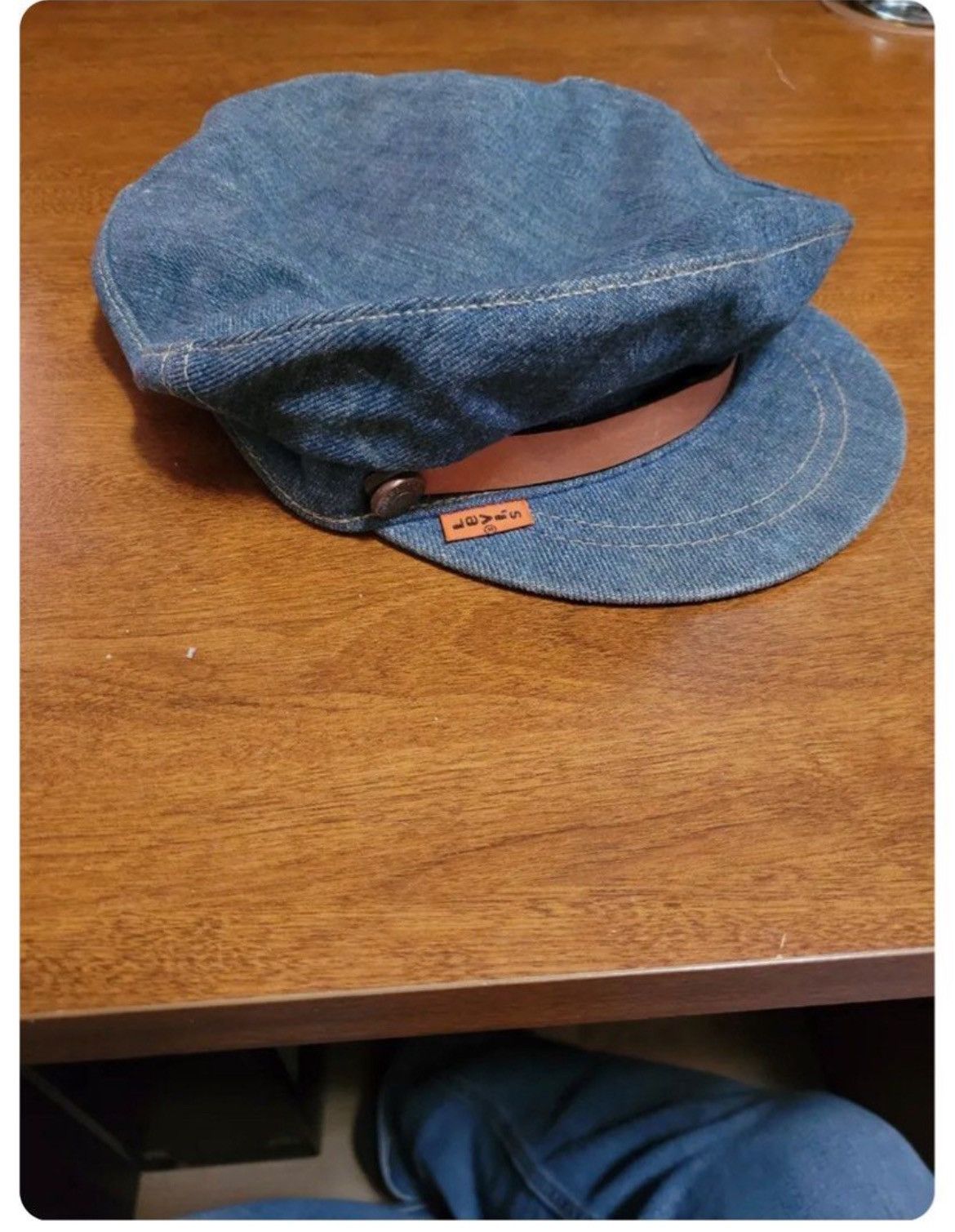 Rare Vintage Levi's Denim Hat 70's Orange Tab Conductor