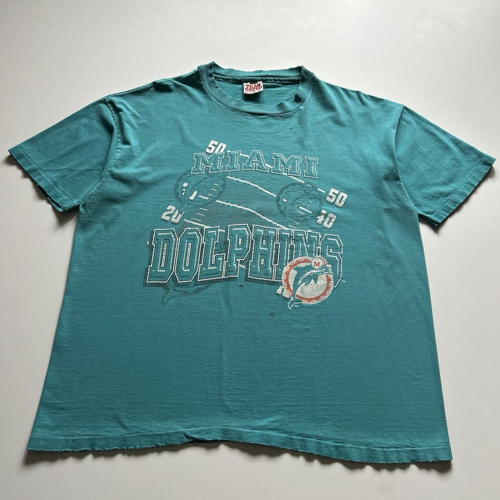 NFL Vintage 90s Miami Dolphins T-Shirt XL NFL Logo Distressed Size US XL / EU 56 / 4 - 1 Thumbnail