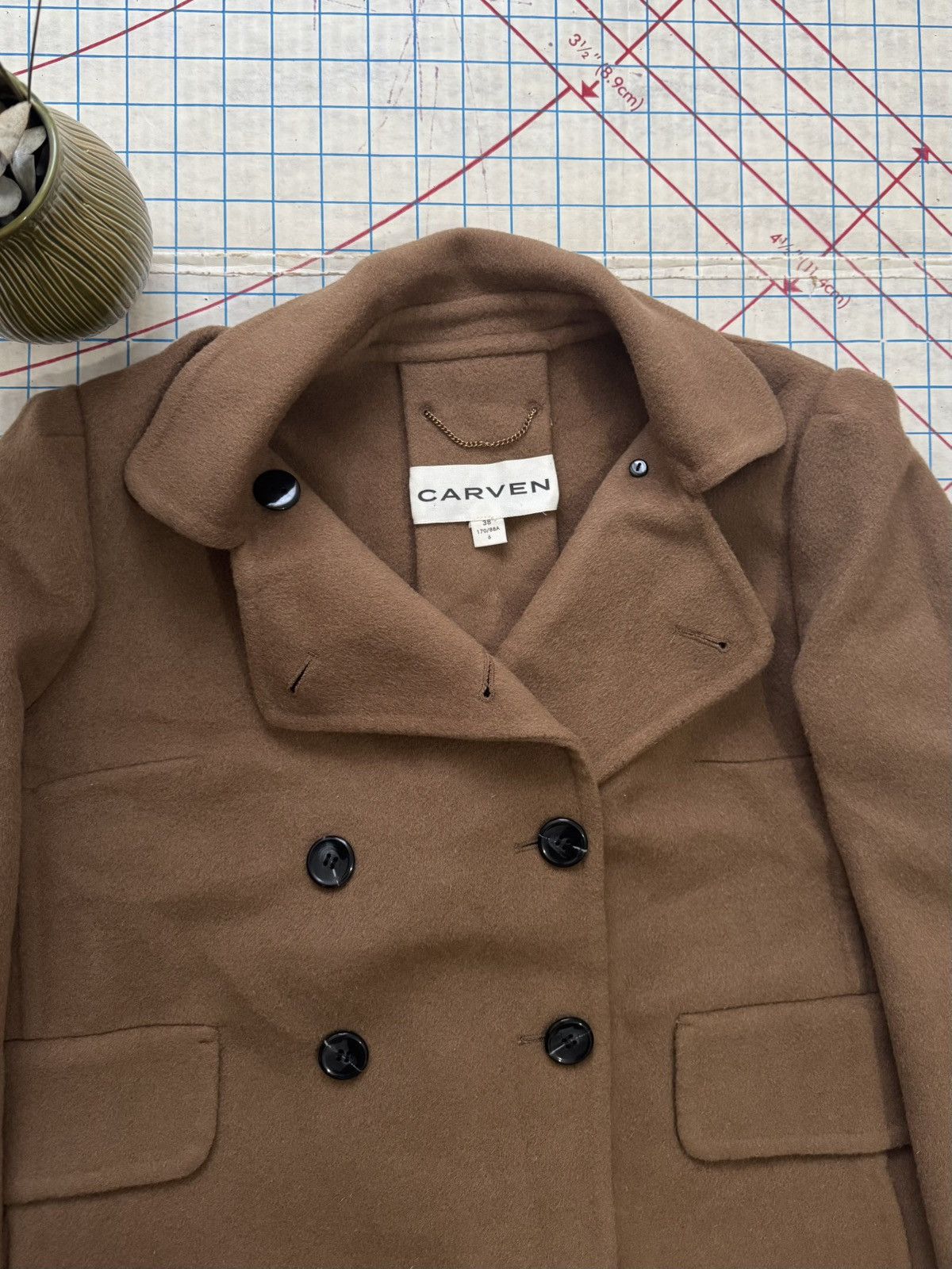 Carven × Designer Carven Women’s Wool Long Coat Brown Size 38 Size S / US 4 / IT 40 - 3 Thumbnail