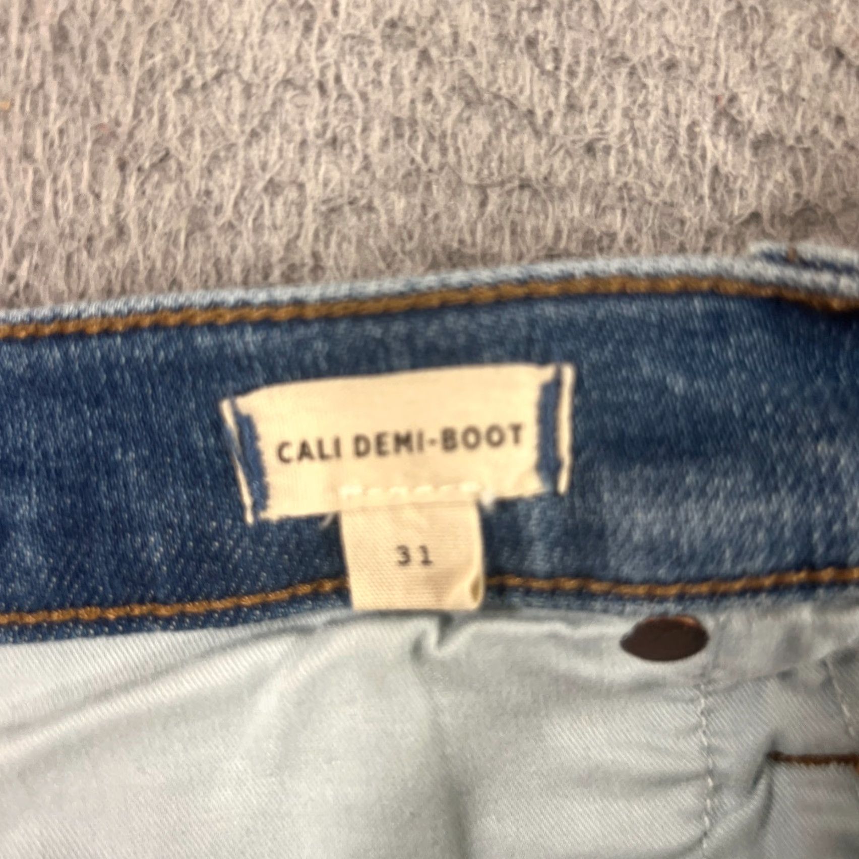 Madewell Madewell Women's Jeans Cali Demi-Boot Size 31 High Rise Blue Raw Hem Stretch Size 24" / US 00 / IT 34 - 7 Thumbnail