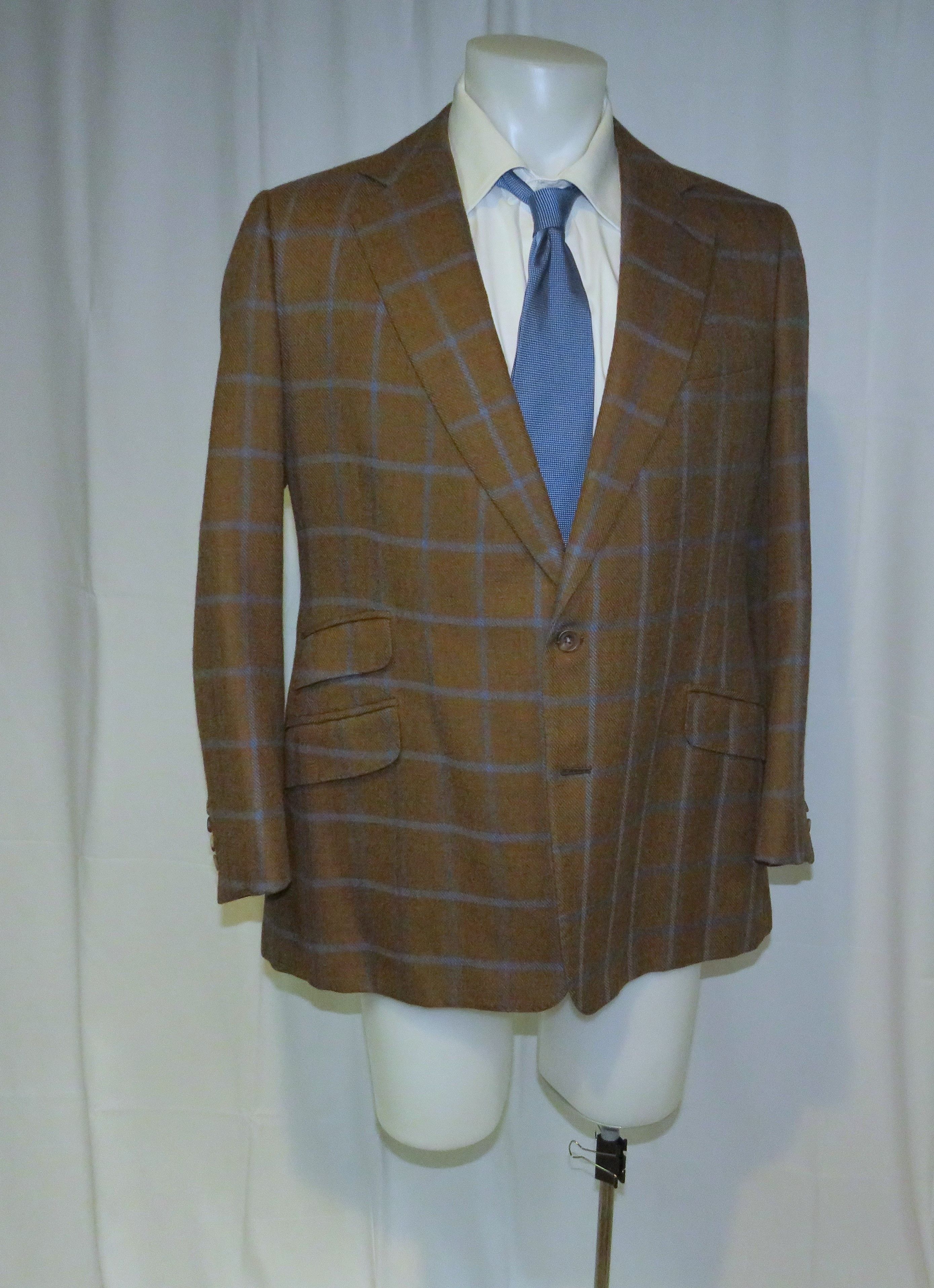 Savile Row B. Burstow Brown Windowpane Plaid Two Button Sport Coat 40L Size 40L - 6 Thumbnail