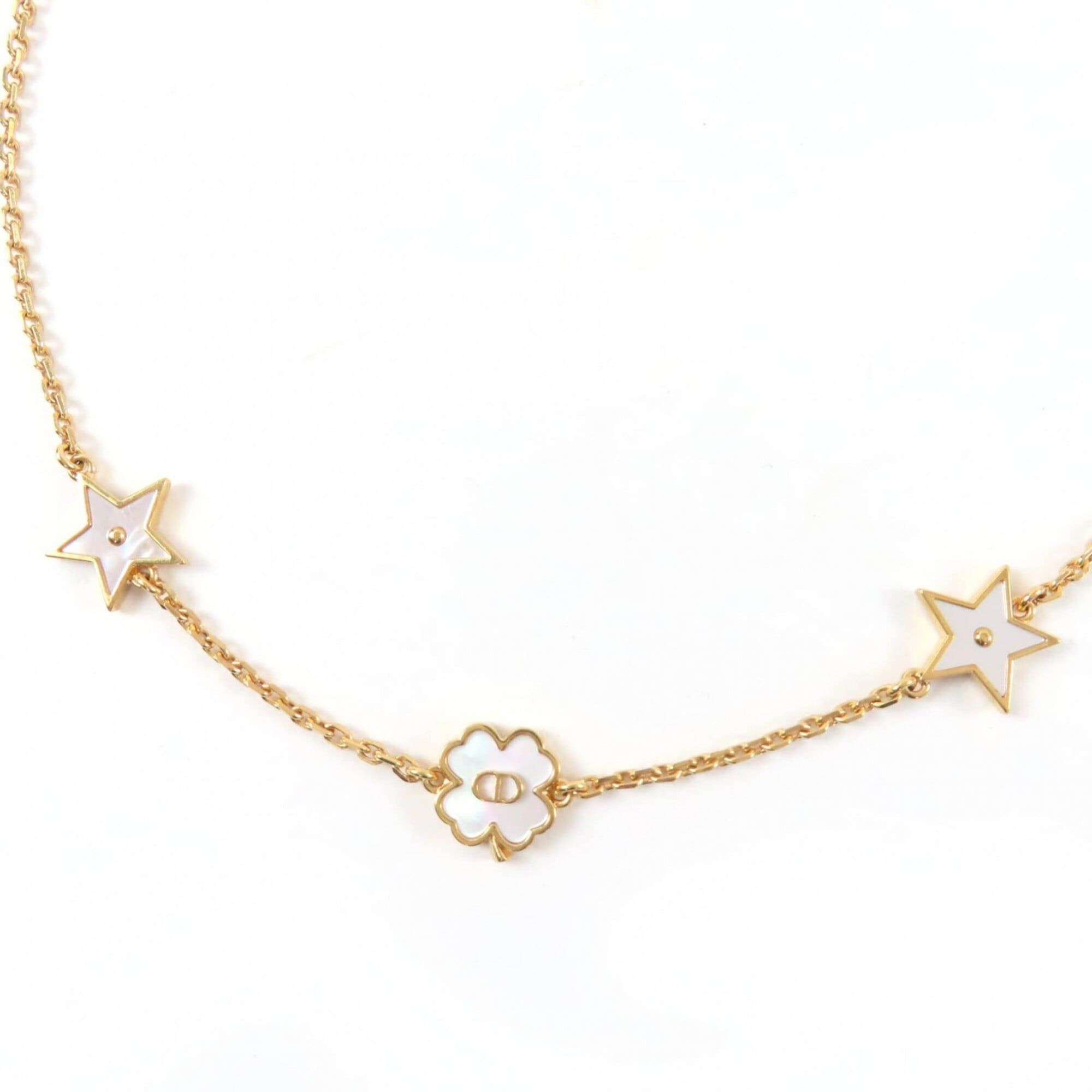 Dior Christian Dior N3480WOMMP Destiny Mother-of-Pearl Star Clover Necklace Gold Women's Size ONE SIZE - 1 Thumbnail