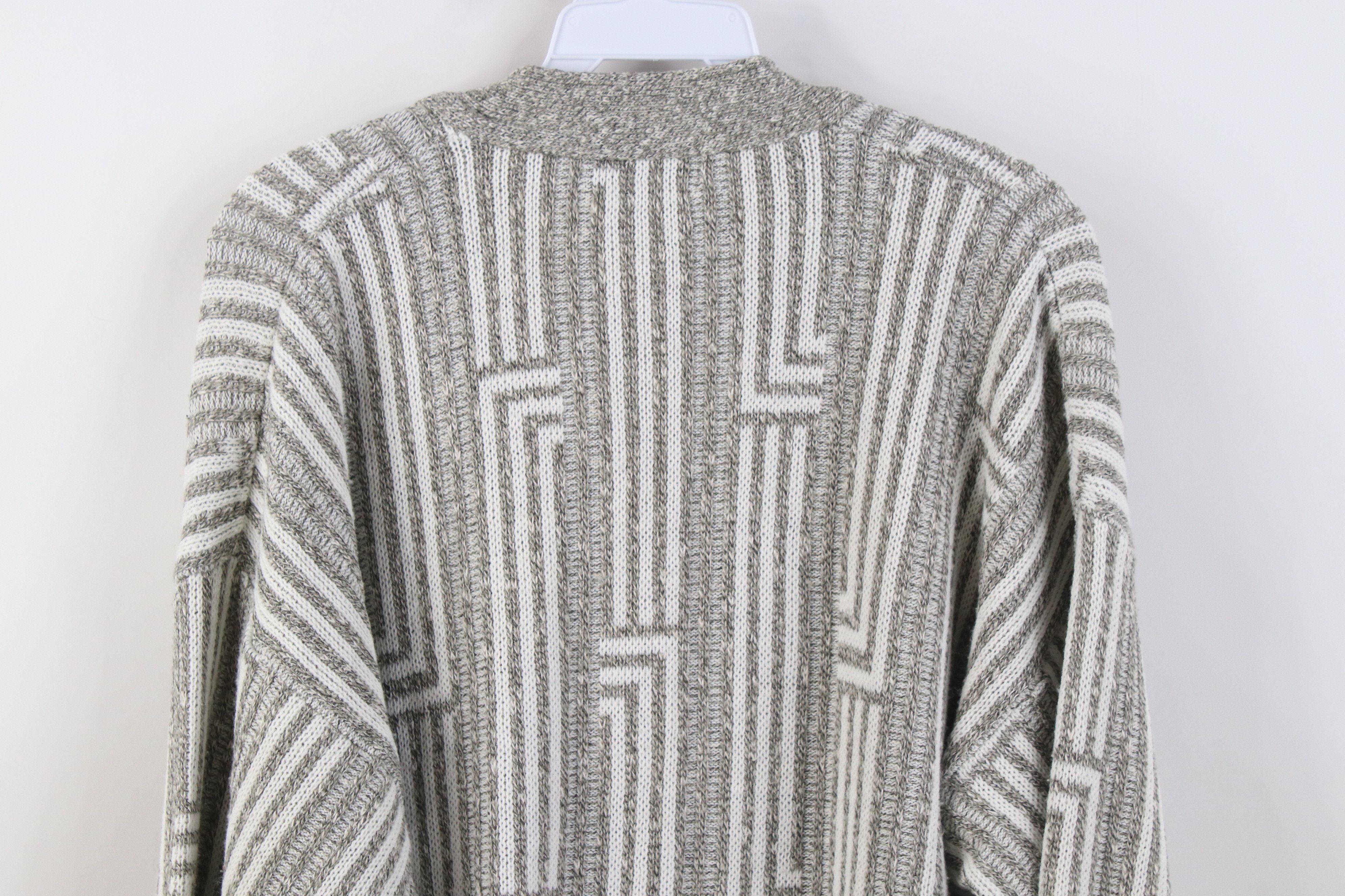 Vintage Vintage 90s Streetwear Trippy Knit Cardigan Sweater Gray Size US S / EU 44-46 / 1 - 10 Thumbnail
