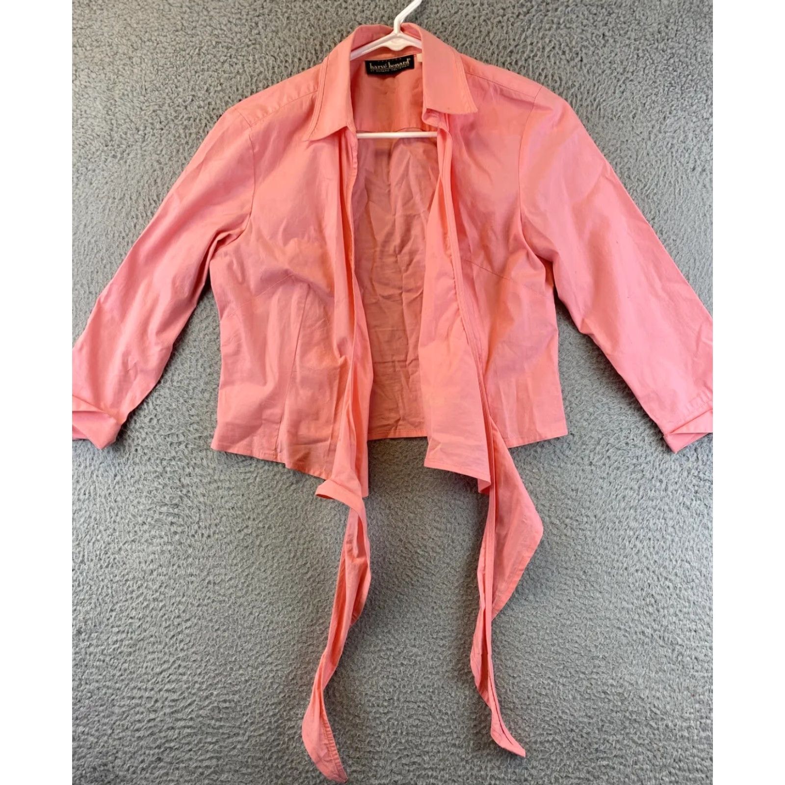 Vintage Harve Benard Shirt Women PM Orange 3/4 Sleeve Button-Up Collared Cotton Work Casual /88-11 Size M / US 6-8 / IT 42-44 - 2 Thumbnail