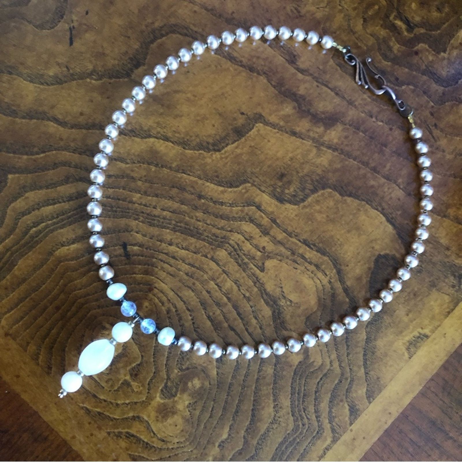 Handmade Handcrafted repurpose genuine quartz stone Pearl necklace Size ONE SIZE - 9 Thumbnail