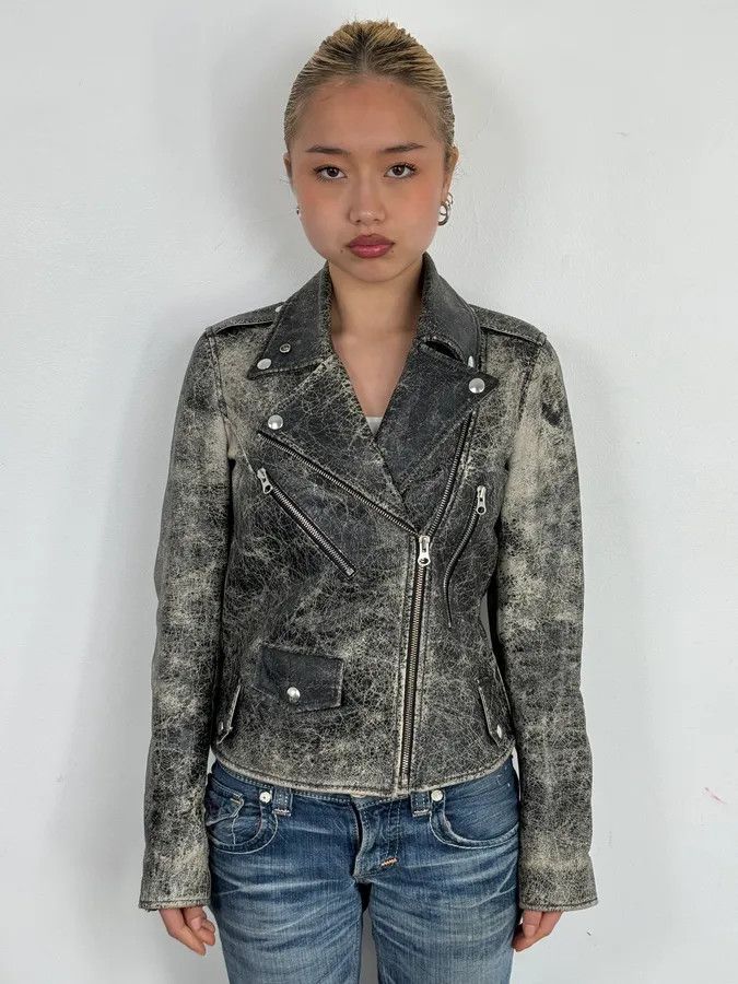 Maison Margiela AW2016 Margiela MM6 crack-effect leather biker jacket. Size S / US 4 / IT 40 - 2 Thumbnail