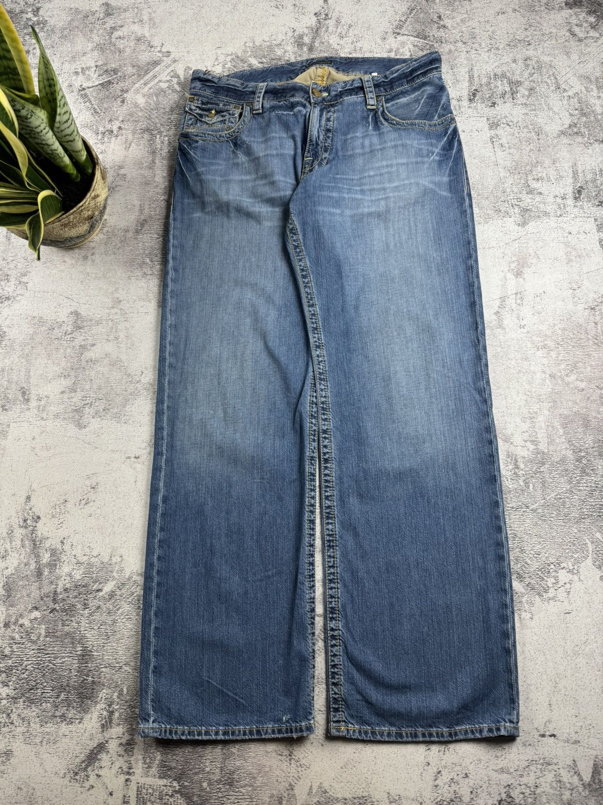 Emporio Armani Armani Vintage 007 Indigo 36 Size Blue Hip Hop Wide Baggy Jeans Pants Trousers Size US 36 / EU 52 - 12 Thumbnail
