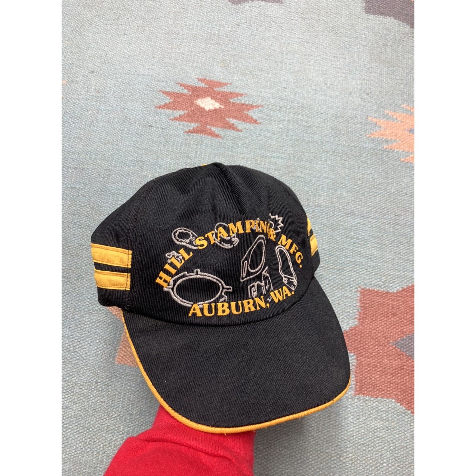Vintage VINTAGE Auburn Trucker Hat Men's Adjustable Black USA 2 stripe Hill Stamping Mfg Auburn Washington Size ONE SIZE - 2 Thumbnail