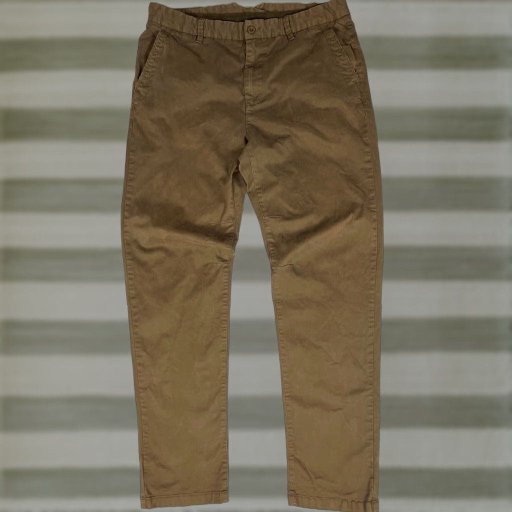 Carolina Herrera MEN'S Carolina Herrera Chino Pants Khaki Brown 36 Regular Stretch Flat Front Cotton Spandex Pockets Straight 33in 36x33 Chino Mens Size US 36 / EU 52 - 1 Thumbnail