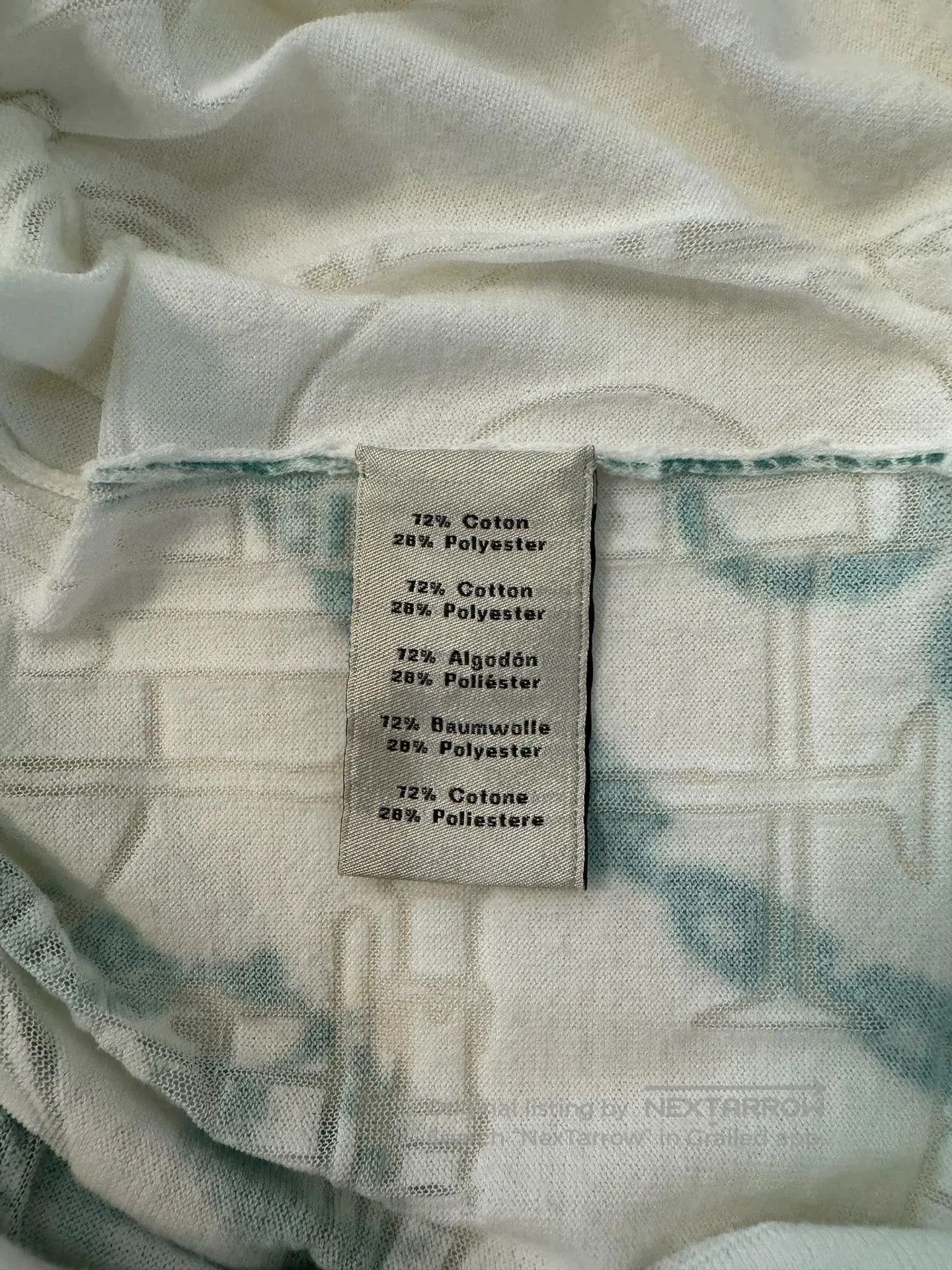 Hermes White Short-Sleeve Shirt with Green Abstract Print. Size US L / EU 52-54 / 3 - 4 Thumbnail