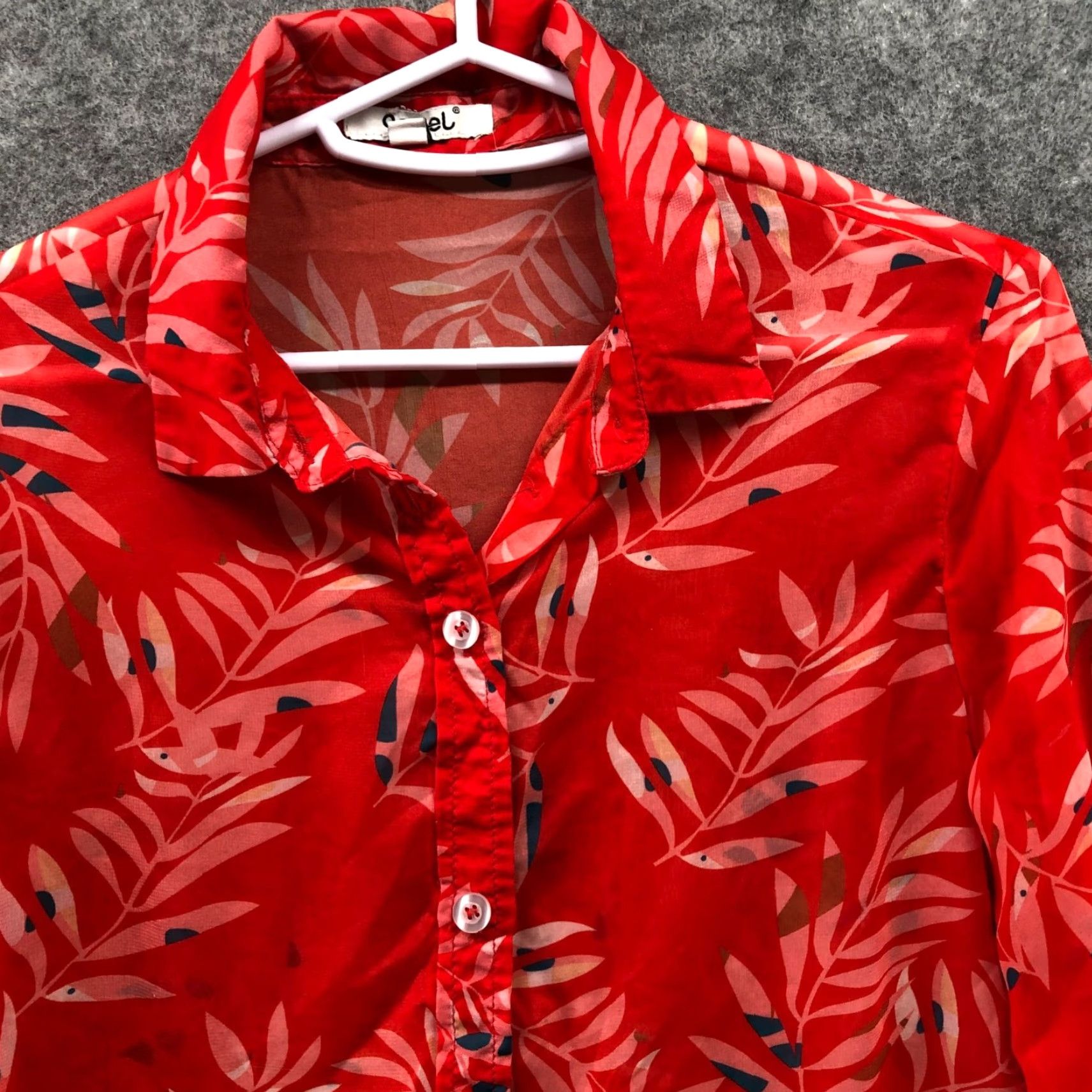 Vintage Womens Blouse Shirt Chiffon Long Sleeve Red Floral Sheer Button Down Size S Blouse Size S / US 4 / IT 40 - 3 Thumbnail