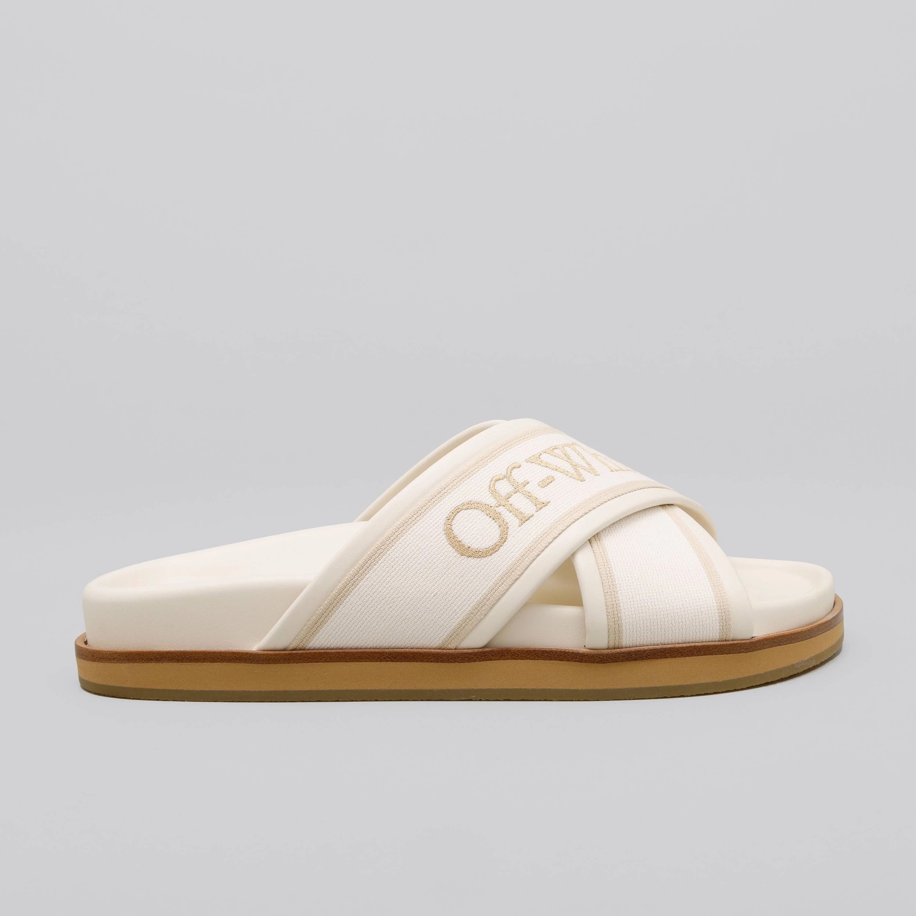 Off-White o1s22i1n0824 Embroidered Logo Slides in Off White Size US 7 / IT 37 - 1 Thumbnail