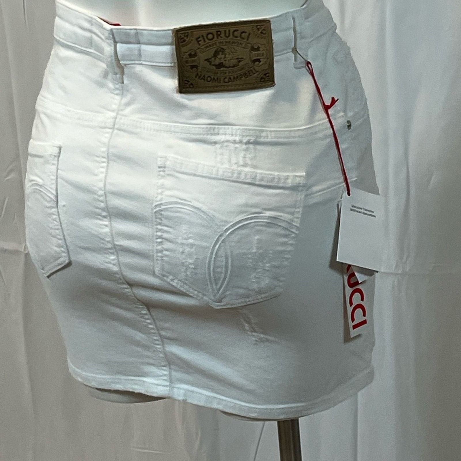 Fiorucci Fiorucci White Distressed Denim Mini Skirt Size 28" / US 6 / IT 42 - 12 Thumbnail