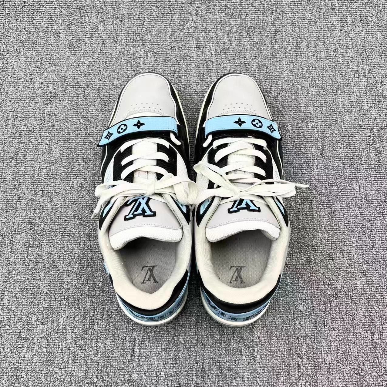 Louis Vuitton LV Trainer Black-Gray-Blue Velcro 44 (Rare) Size US 11 / EU 44 - 4 Thumbnail