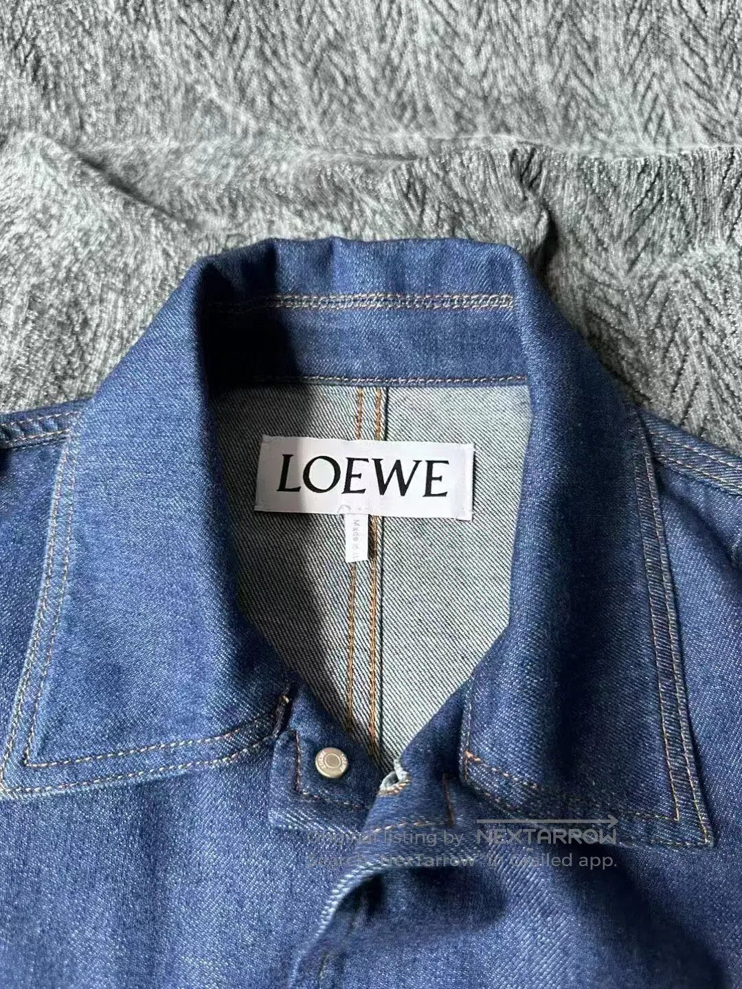 Loewe Loewe Navy Blue Leather Patch Denim Jacket| Size US M / EU 48-50 / 2 - 3 Thumbnail
