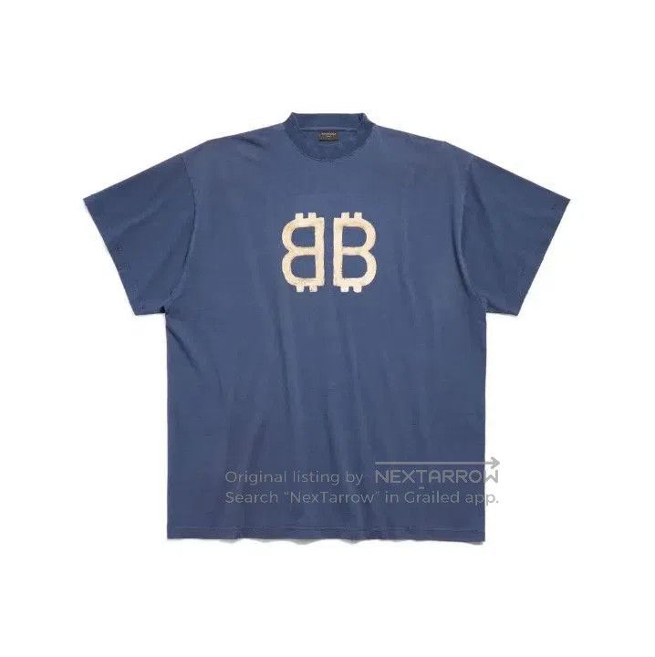 Balenciaga Balenciaga Blue Crypto Logo Short Sleeve T. Size US L / EU 52-54 / 3 - 1 Thumbnail