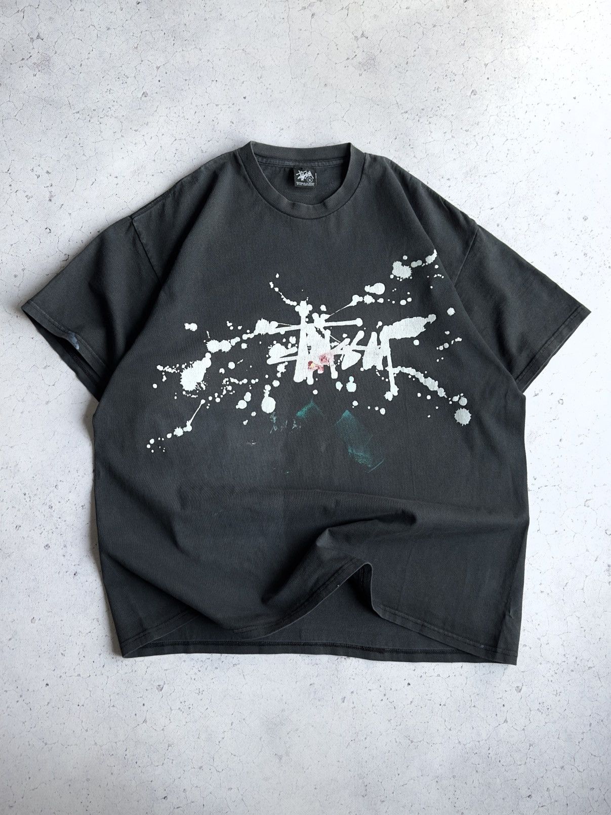 VINTAGE Y2K STUSSY GRAFFITI LOGO FADED TEE