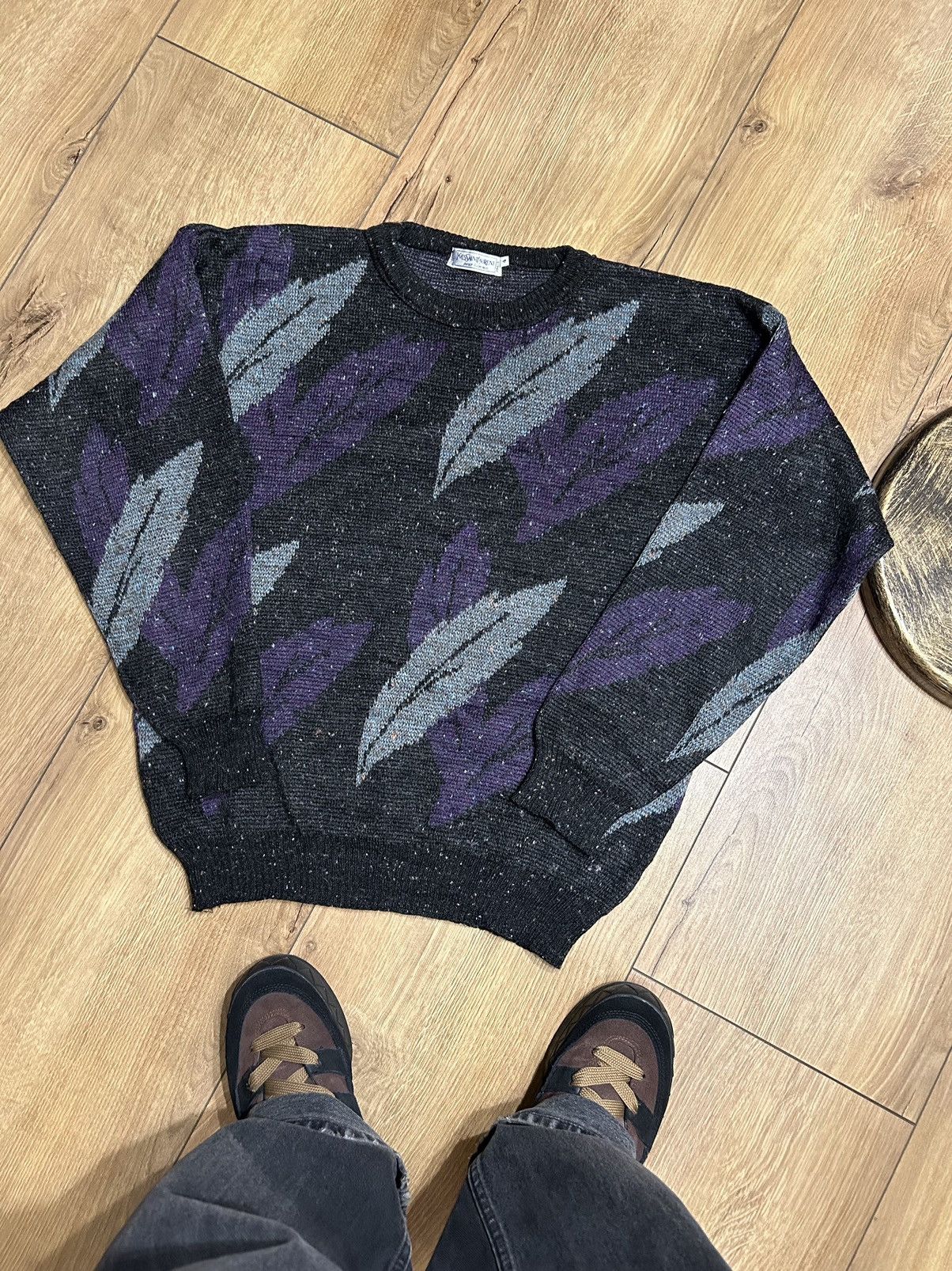 image of Cashmere Wool x Vintage 90's YSL Sweater Knitted Wool in Black, Men's (Size Large)