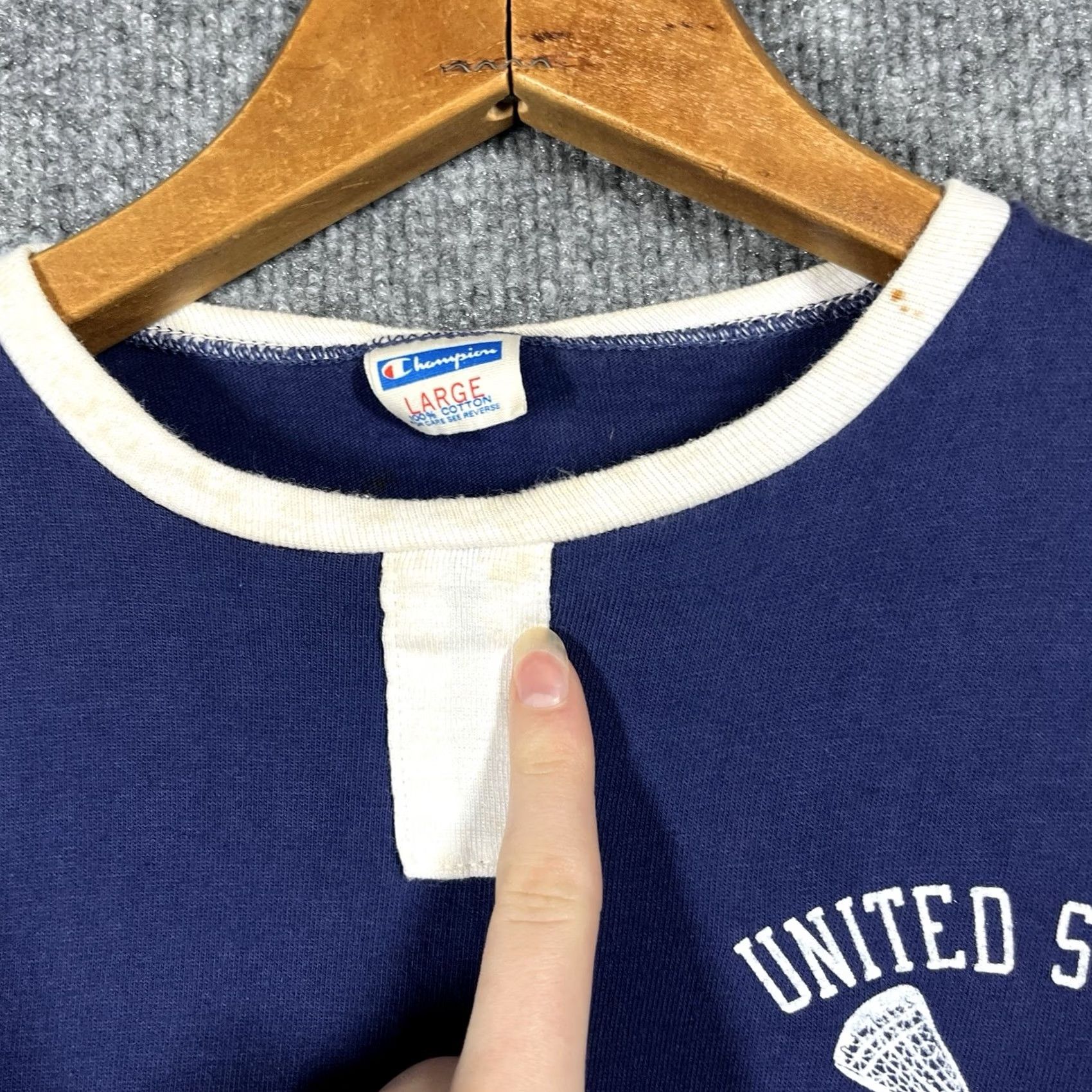 Champion VINTAGE 70s Champion US Lacrosse School T Shirt Mens Size Large Ringer Blue Bar Size US L / EU 52-54 / 3 - 5 Thumbnail