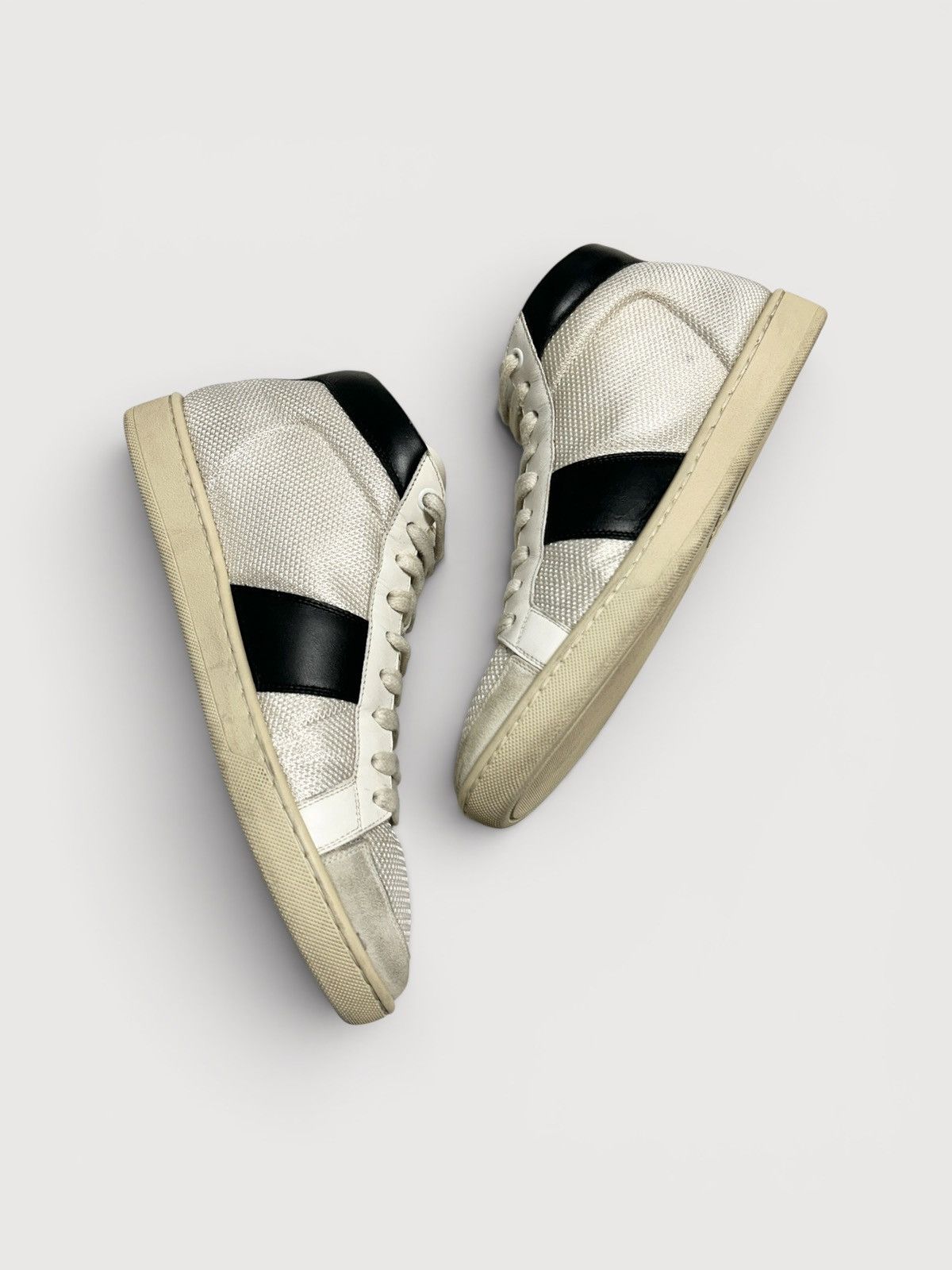 Saint Laurent Paris FW2013 SL/03M Leather-Trimmed Mid-Top Sneakers Size US 7 / EU 40 - 5 Thumbnail