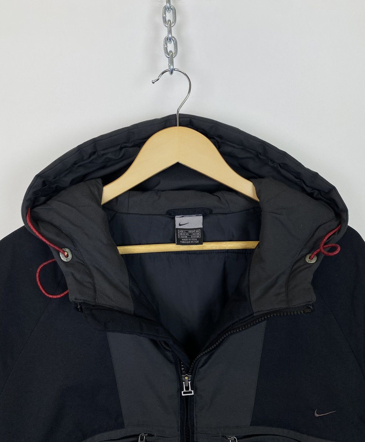Vintage Y2K Nike Zip Up Jacket Multipocket Hooded Swoosh 90s