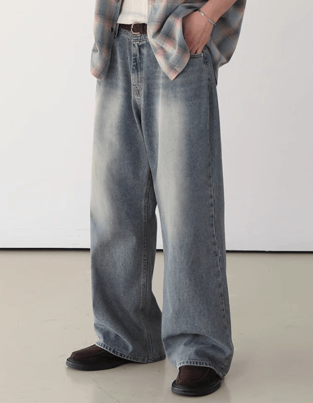 Japanese Brand × Jean Distressed washed men's trendy straight jeans Size US 32 / EU 48 - 6 Thumbnail